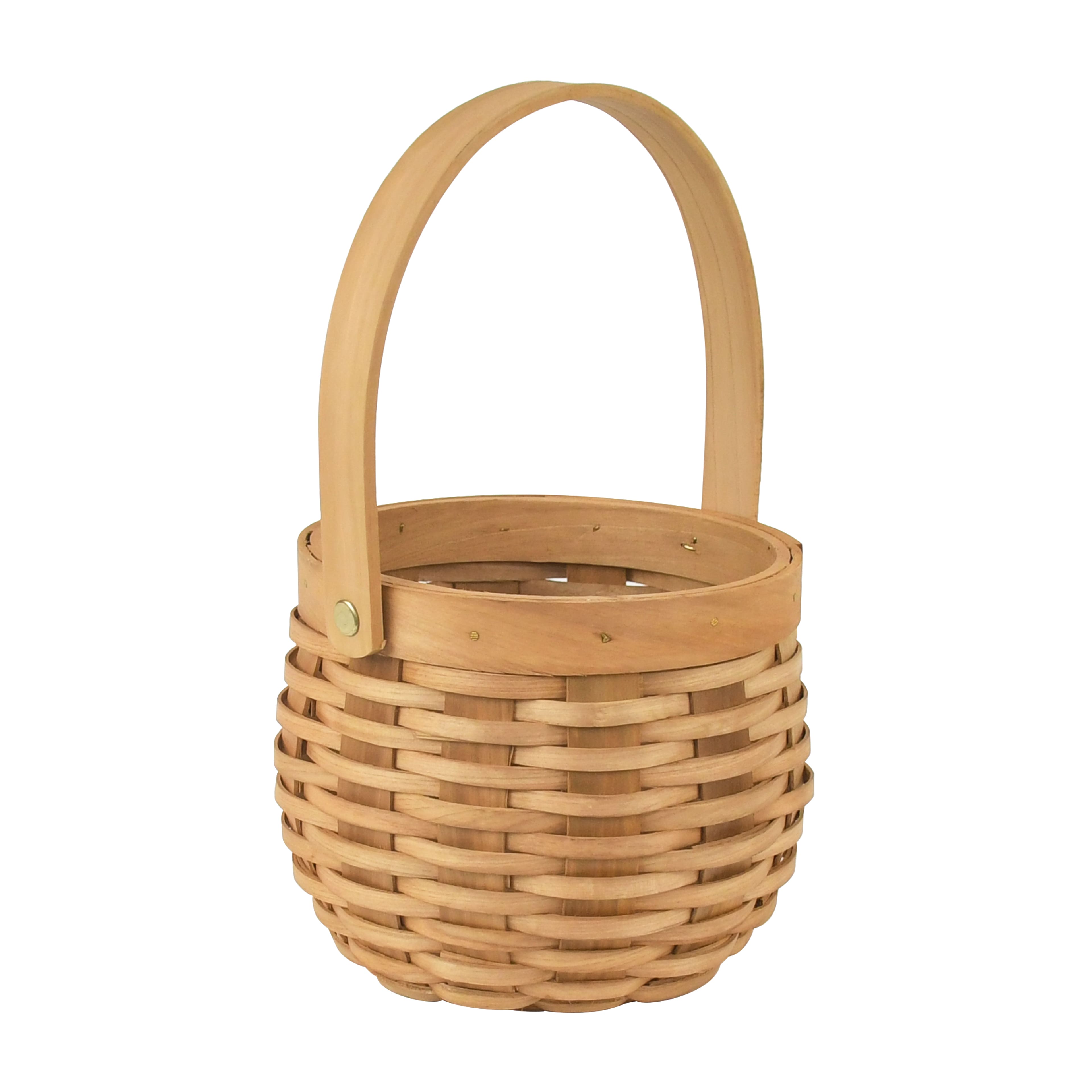 6" Natural Woven Round Chip Wood Basket with Handle by Ashland®