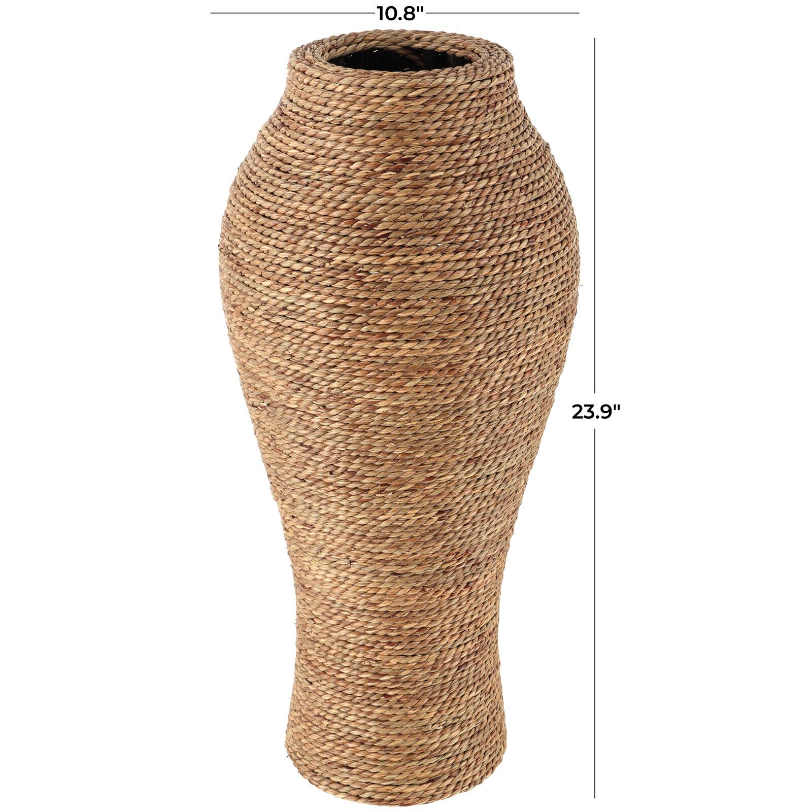 24" Brown Seagrass Handmade Tall Wrapped Vase