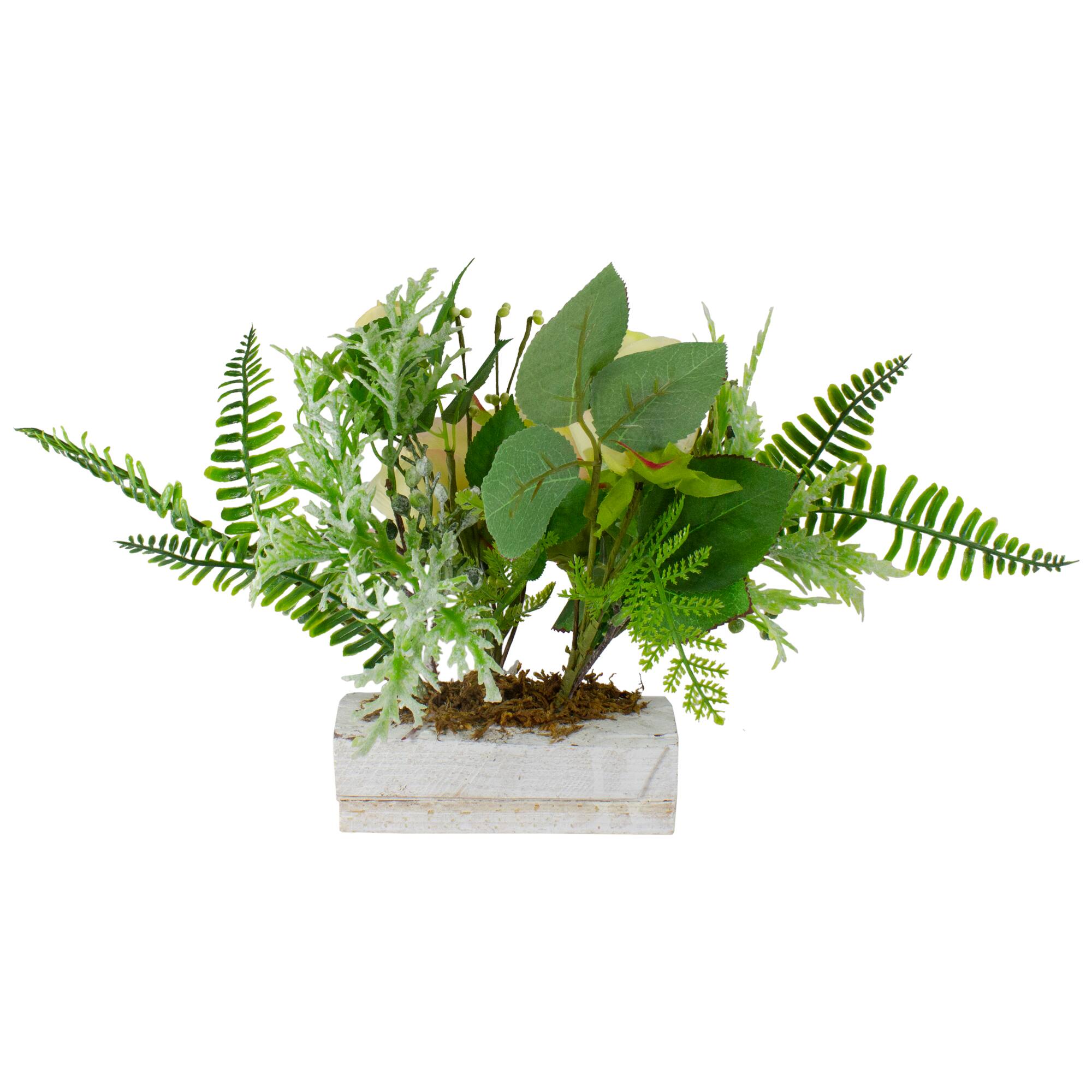 13" Ranunculus & Rose Floral Spring Wooden Statue Décor