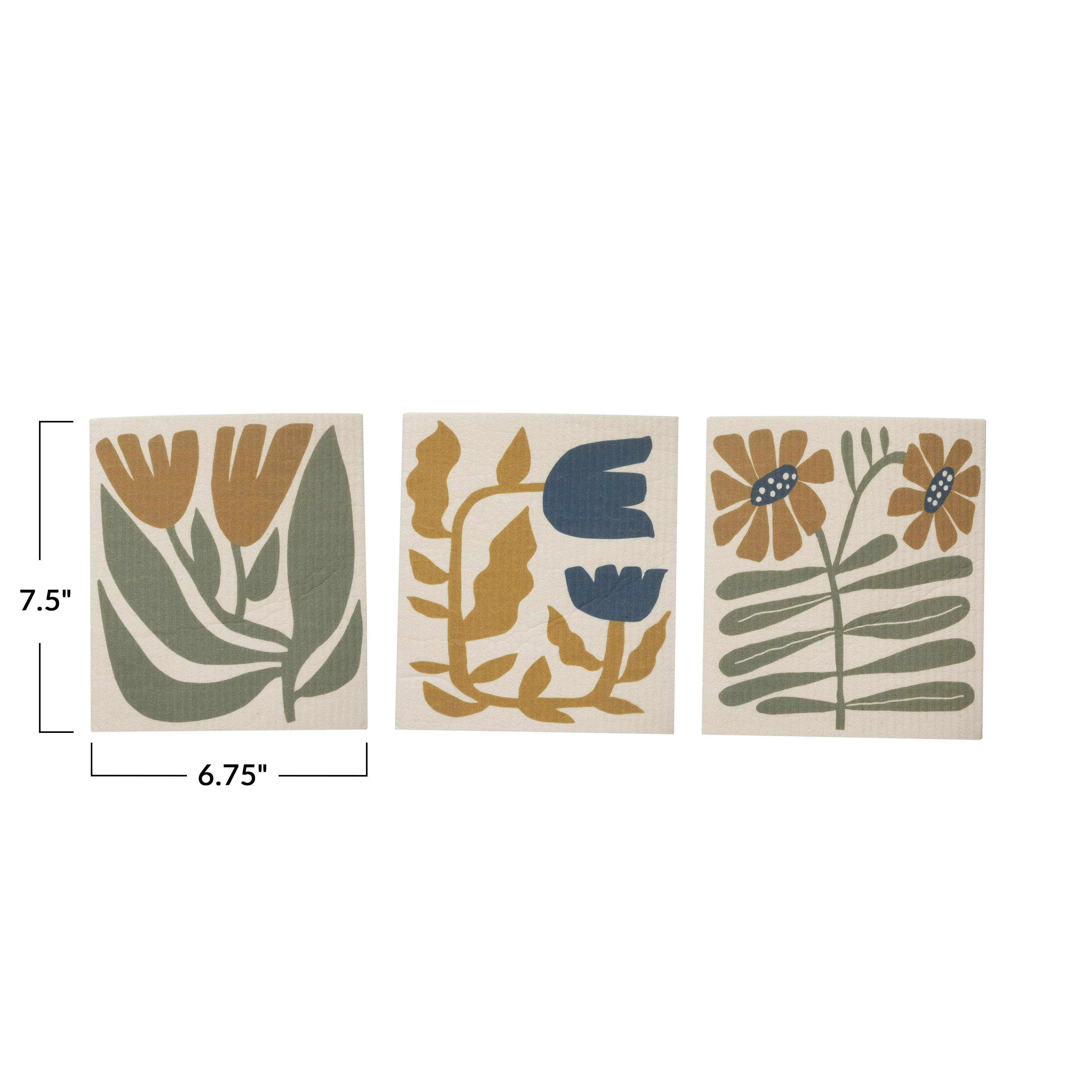 Hello Honey® Reusable Cellulose Sponge Cloth with Flowers Set