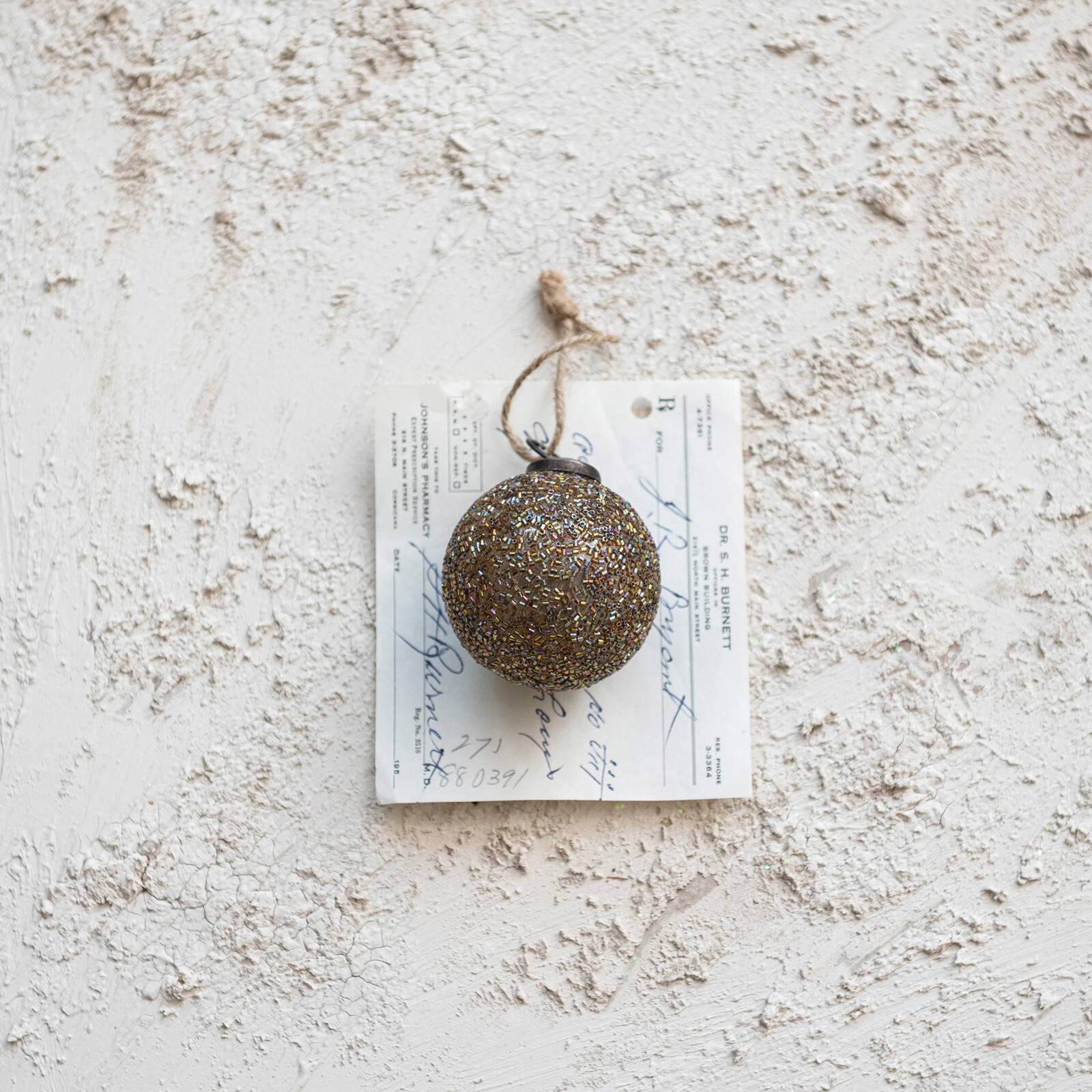 Hello Honey® 24 Pack 2" Gold & Brown Beaded Glass Ball Ornaments