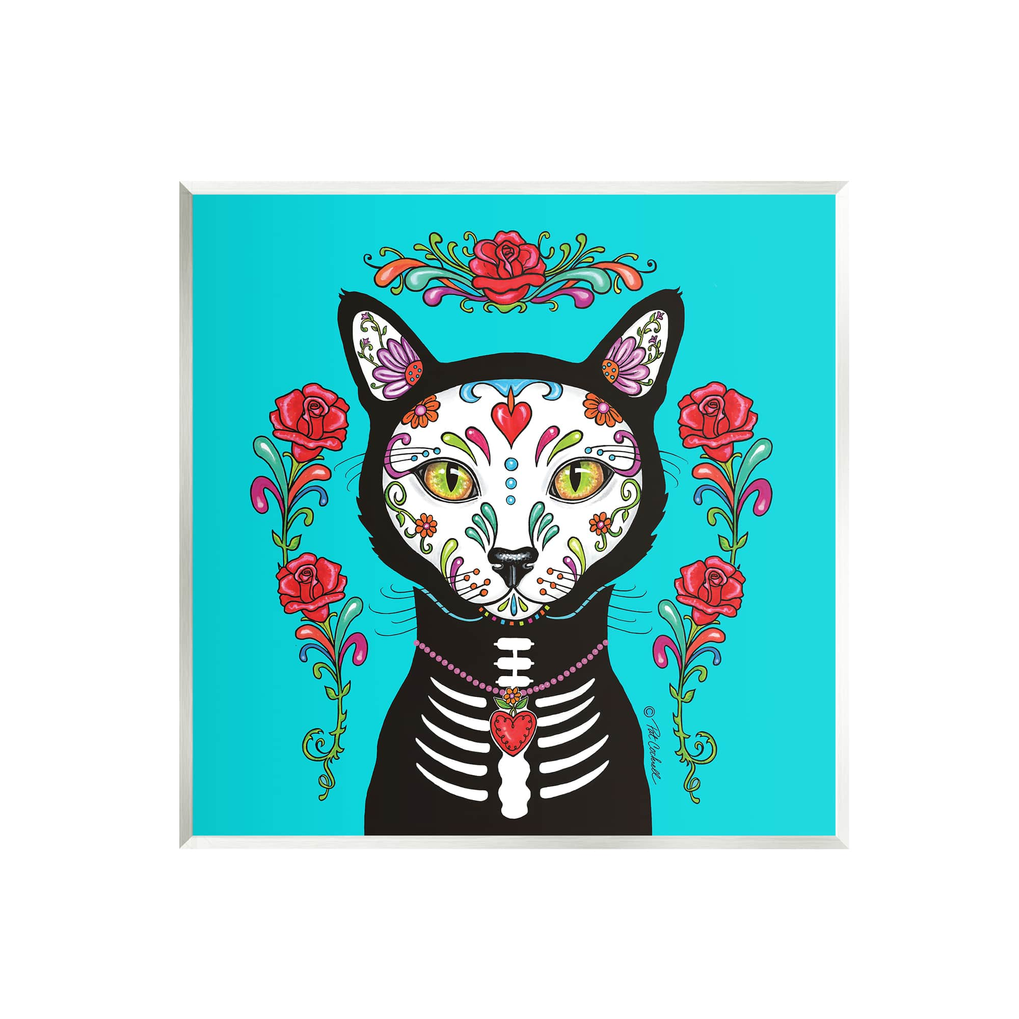 Stupell Industries Day of the Dead Cat Portrait Wall Plaque Art