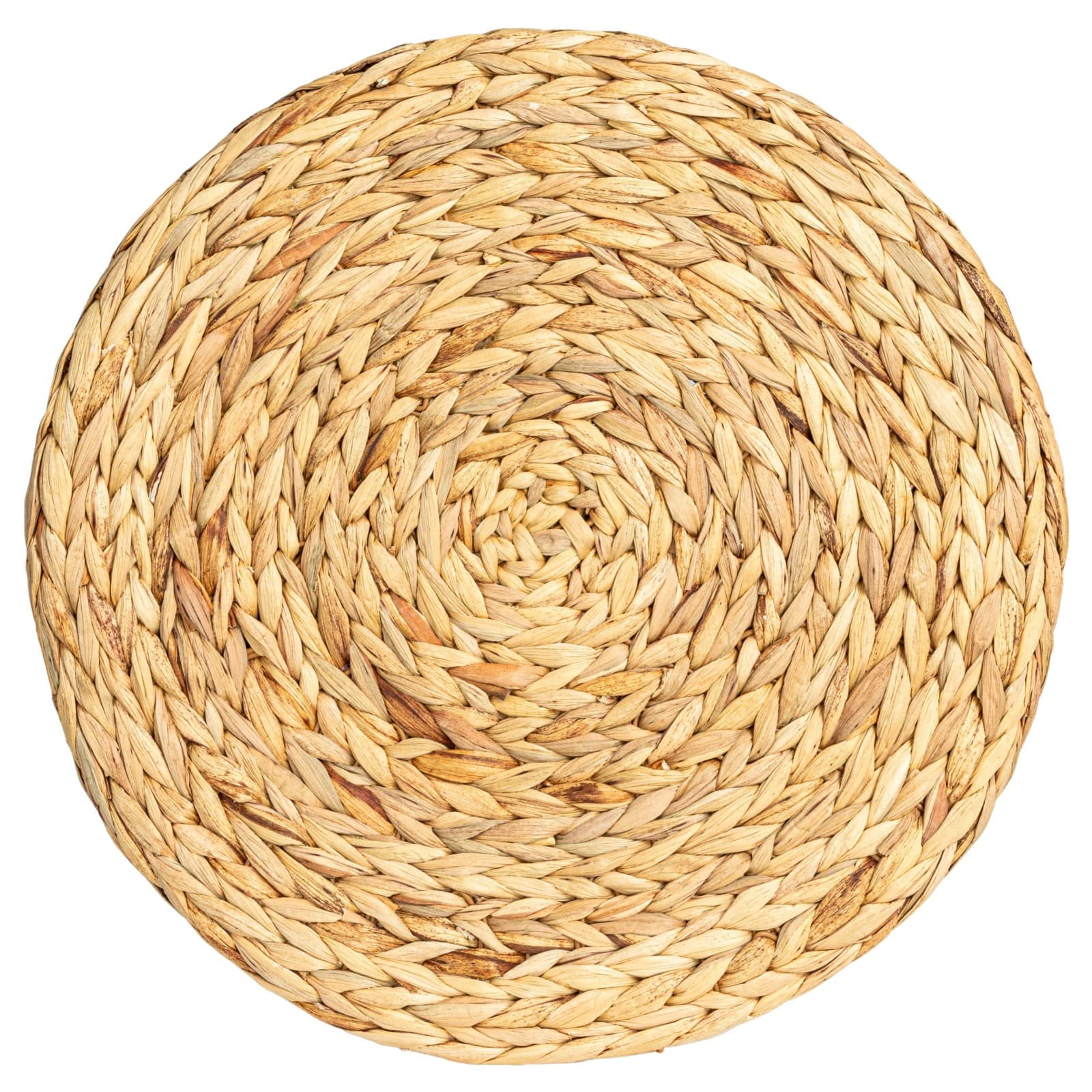 Household Essentials 18" Black & Natural Braided Water Hyacinth & Resin Geometric Side Table