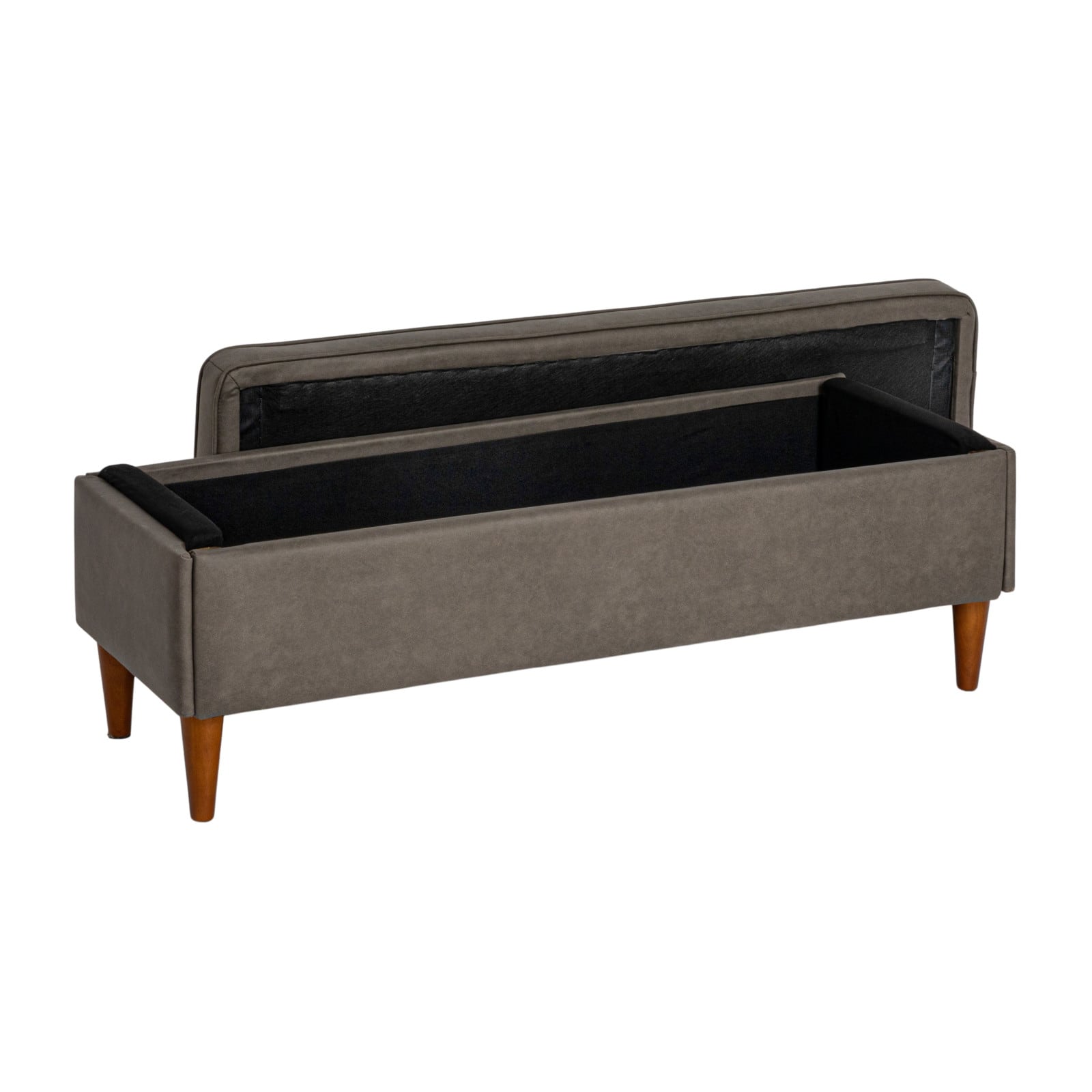 Atley Ash Gray Vegan Leather Upholstered Storage Bench