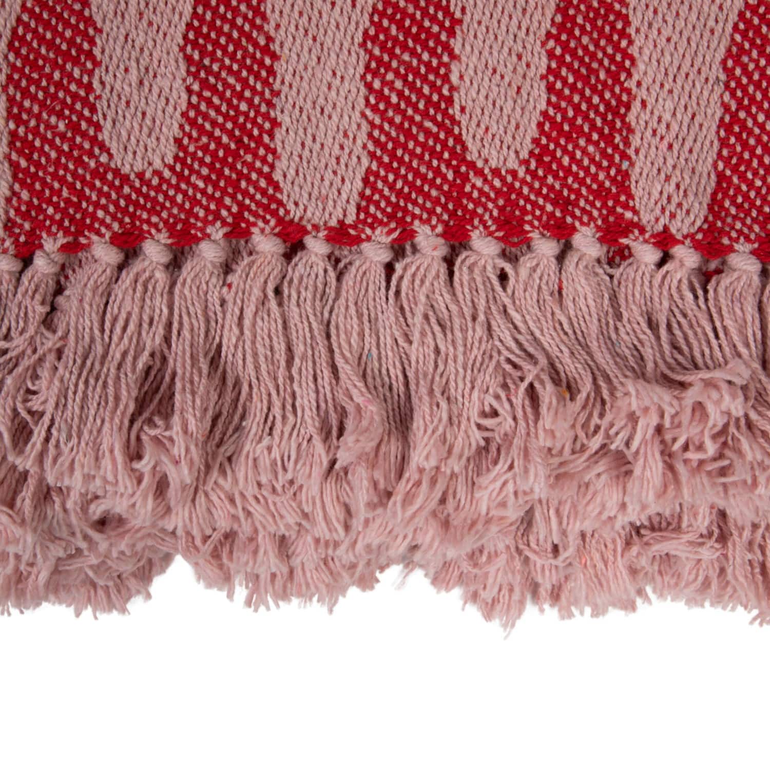 Hello Honey® 60" Red & Pink Patterned Throw Blanket with Fringe