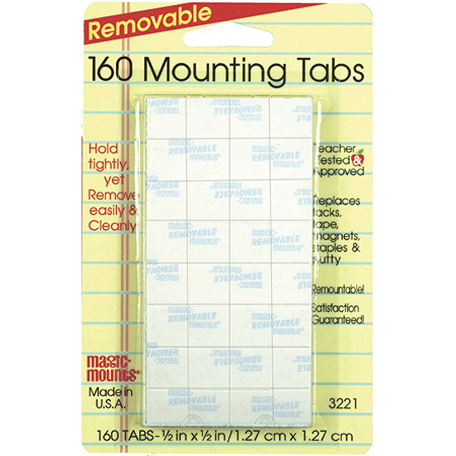 Magic Mounts&#xAE; 0.5&#x22; x 0.5&#x22; Removable Mounting Tabs, 6 Packs of 160