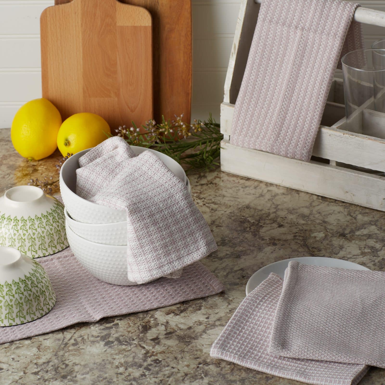 DII® Dusty Lilac Mixed Pattern Dishcloths, 5ct.