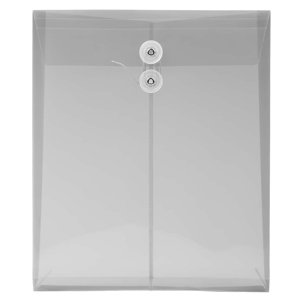 JAM Paper Letter Size Plastic Envelopes with Button & String Tie Closure, 12ct.