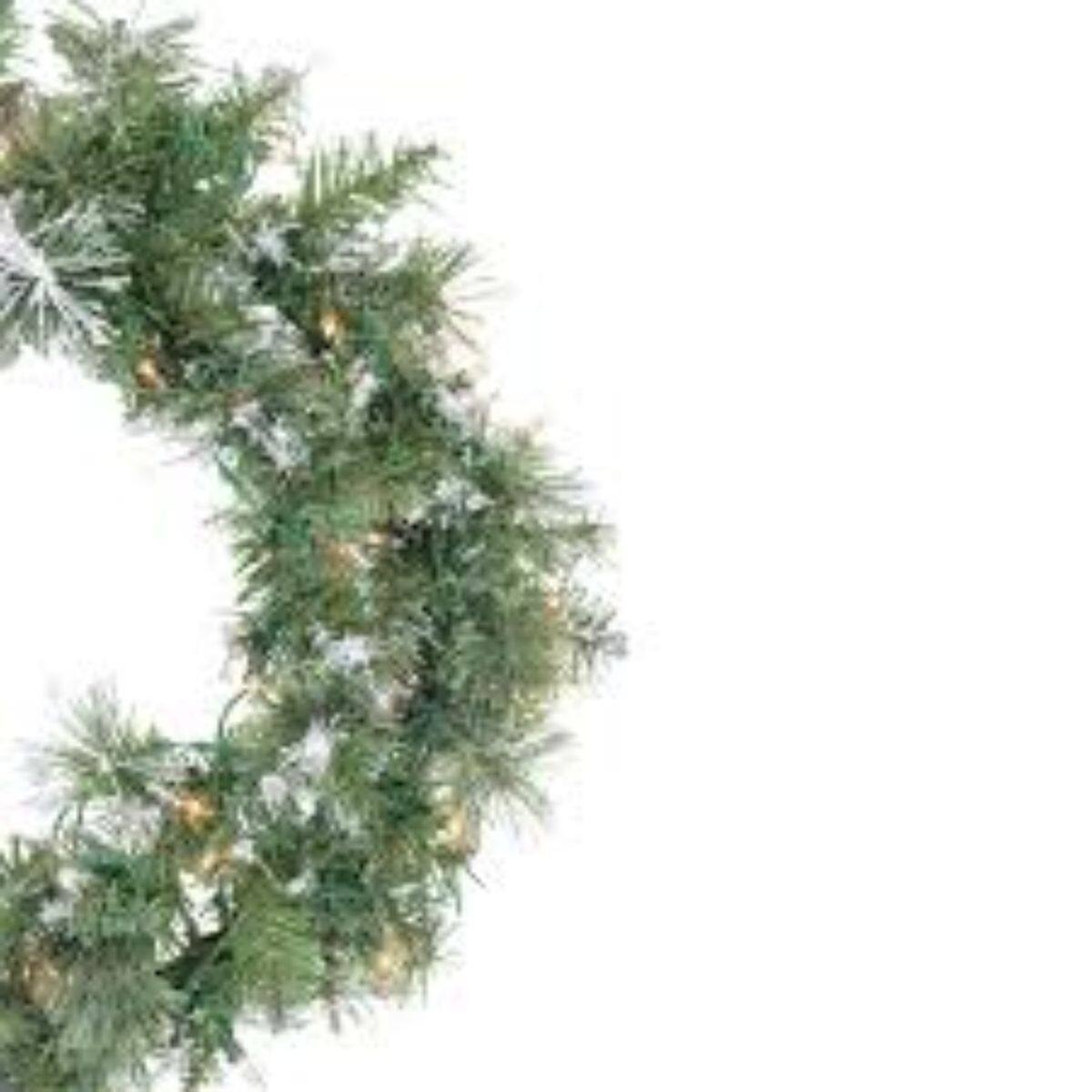 30" Pre-Lit Snow Mountain Pine Artificial Christmas Wreath
