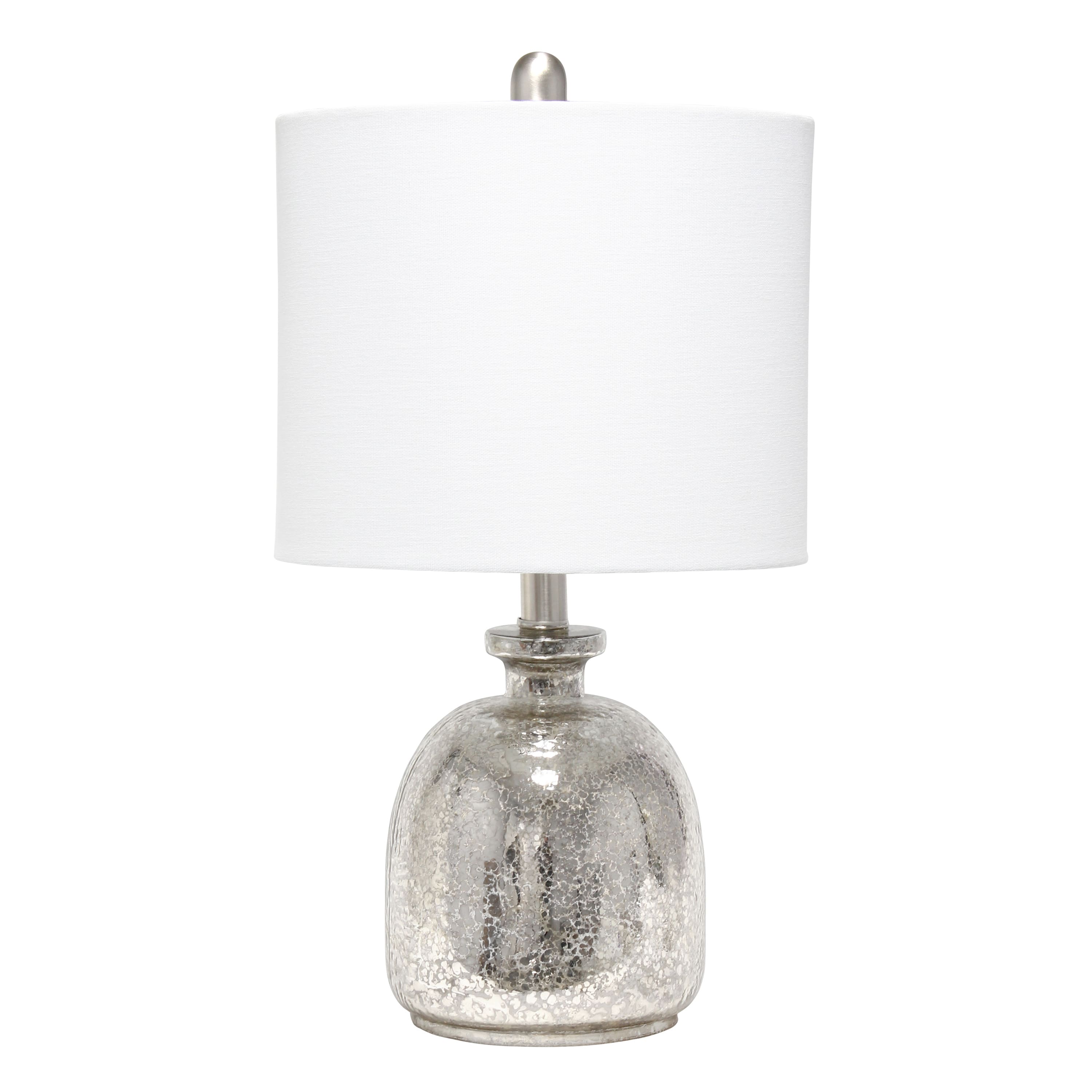 Lalia Home 20" Mercury Hammered Glass Jar Table Lamp with White Shade