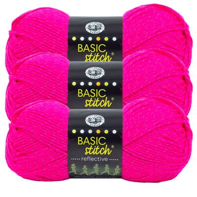 Lion Brand Basic Stitch Reflective Yarn Anti Pilling Platinum Gray