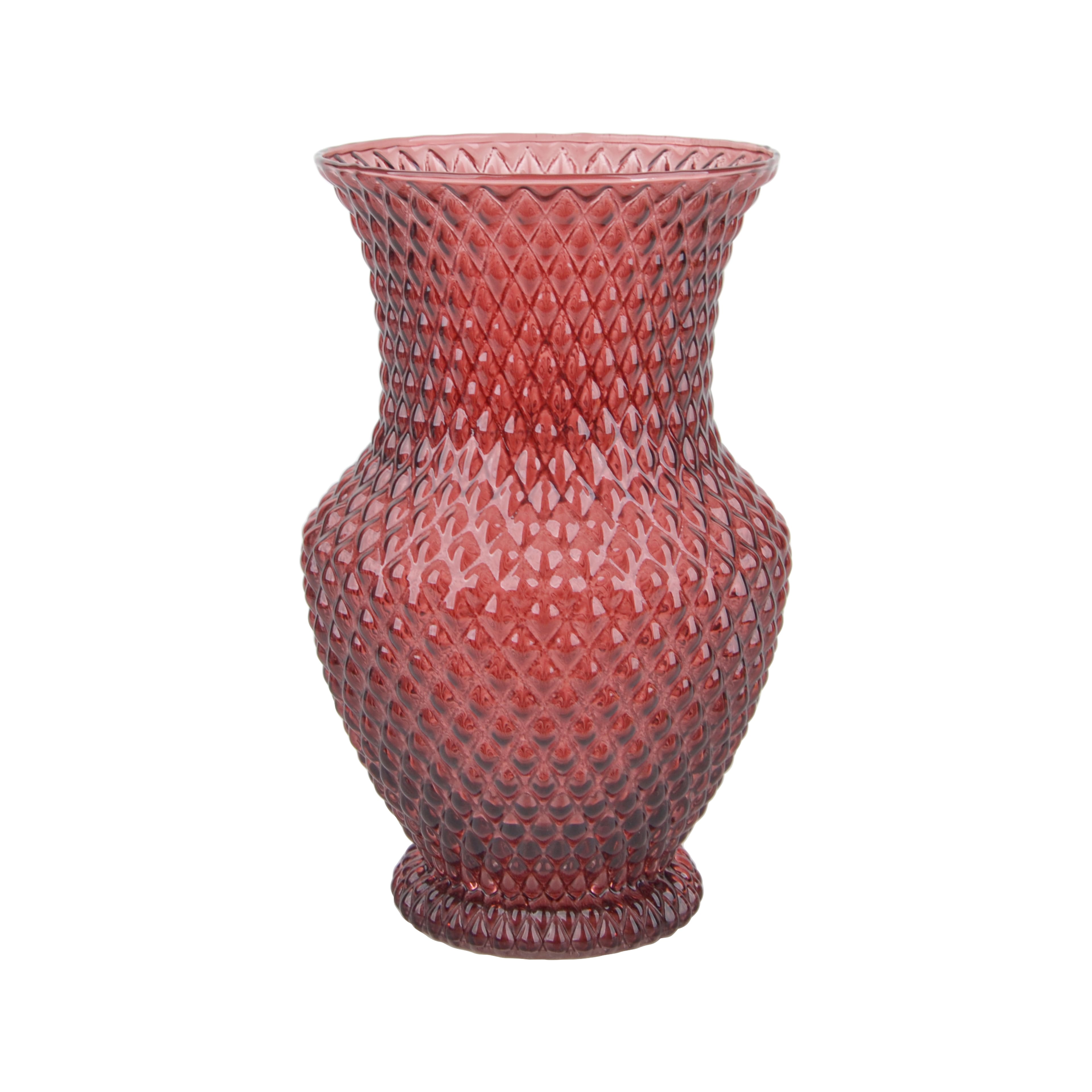 7.75&#x22; Pink Diamond Pattern Glass Vase by Ashland&#xAE;