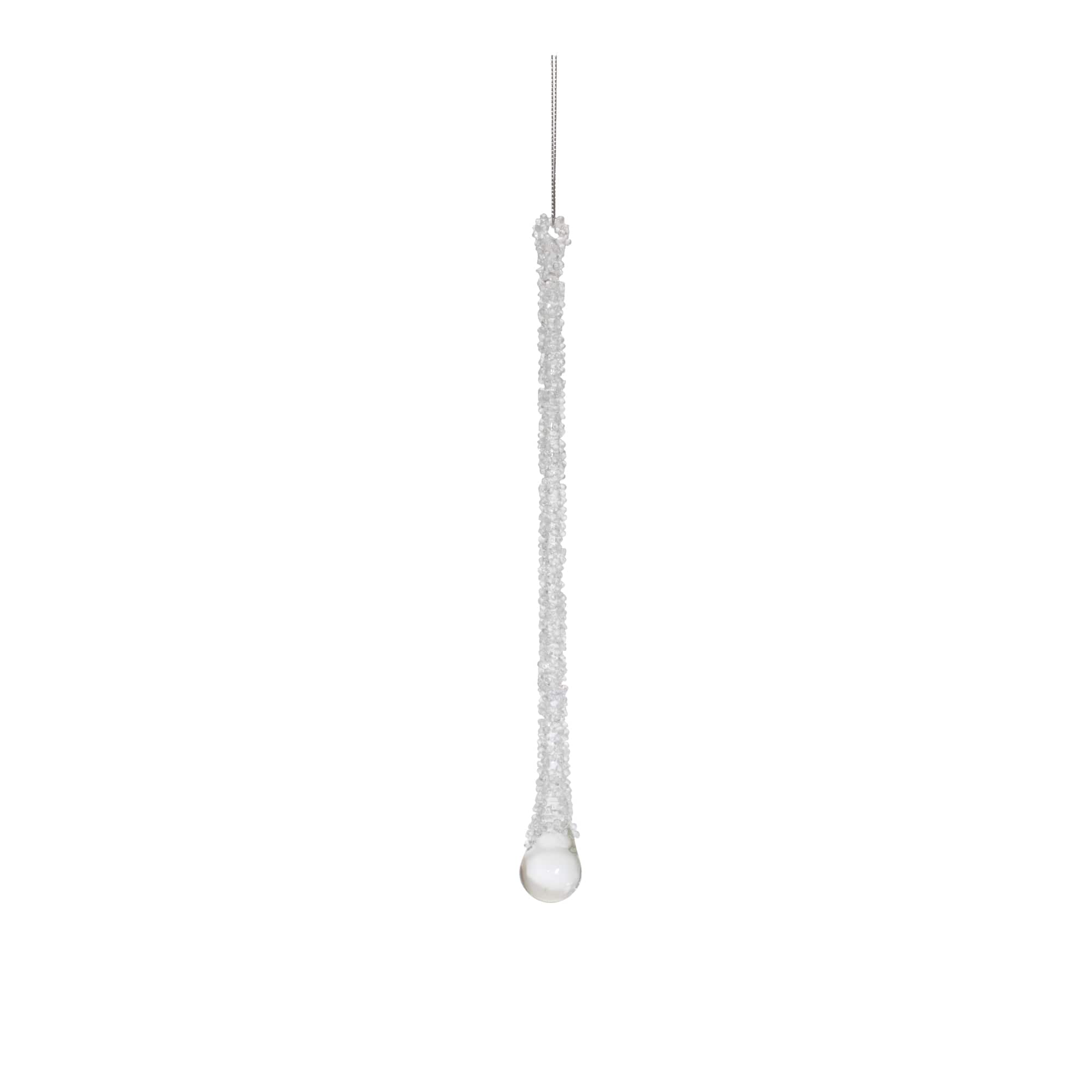 Clear Beaded Glass Icicle Drop Ornaments Set