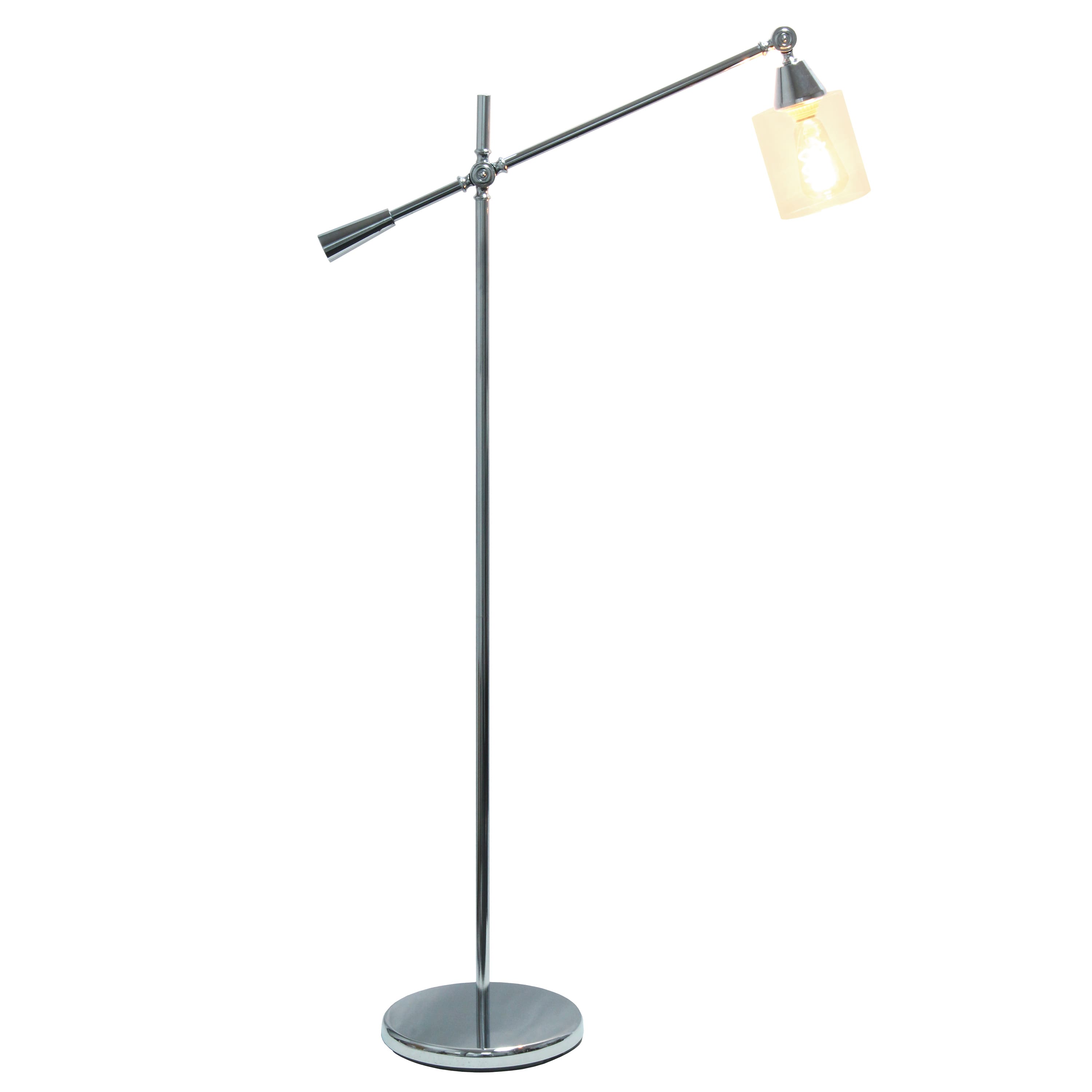 Lalia Home 4.6ft. Swing Arm Floor Lamp with Glass Cylindrical Shade