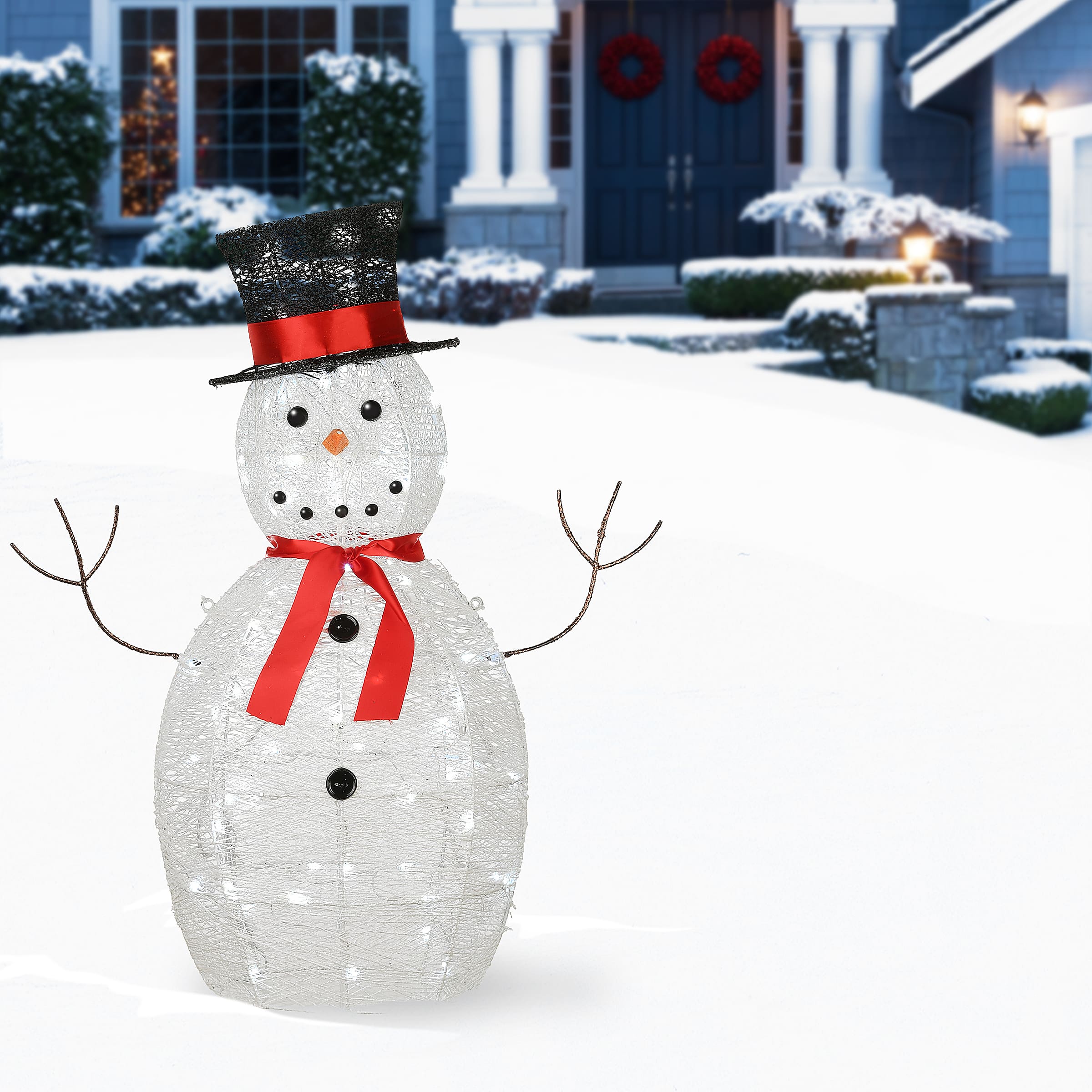 36" Pre-Lit Sisal Snowman Decoration