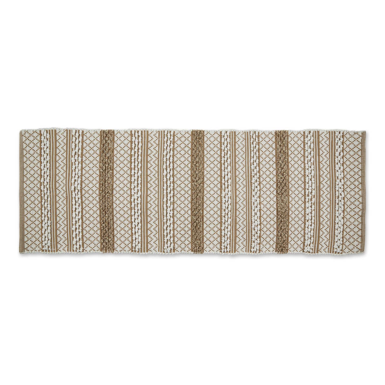 Stone and White Hand-Loomed Paper Chindi Runner 2.25ft. x 6ft.