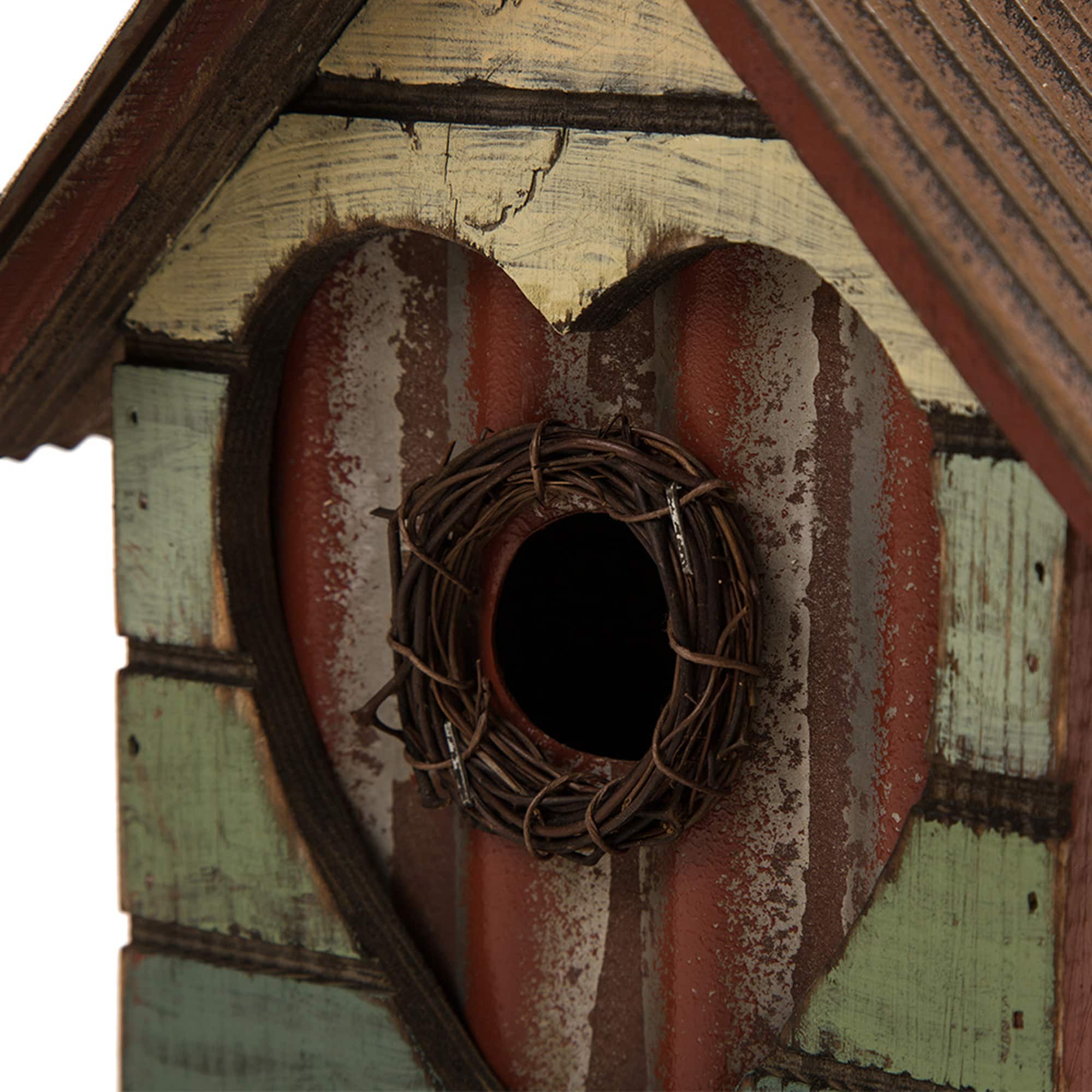 Glitzhome® Distressed Wood Heart Garden Bird House