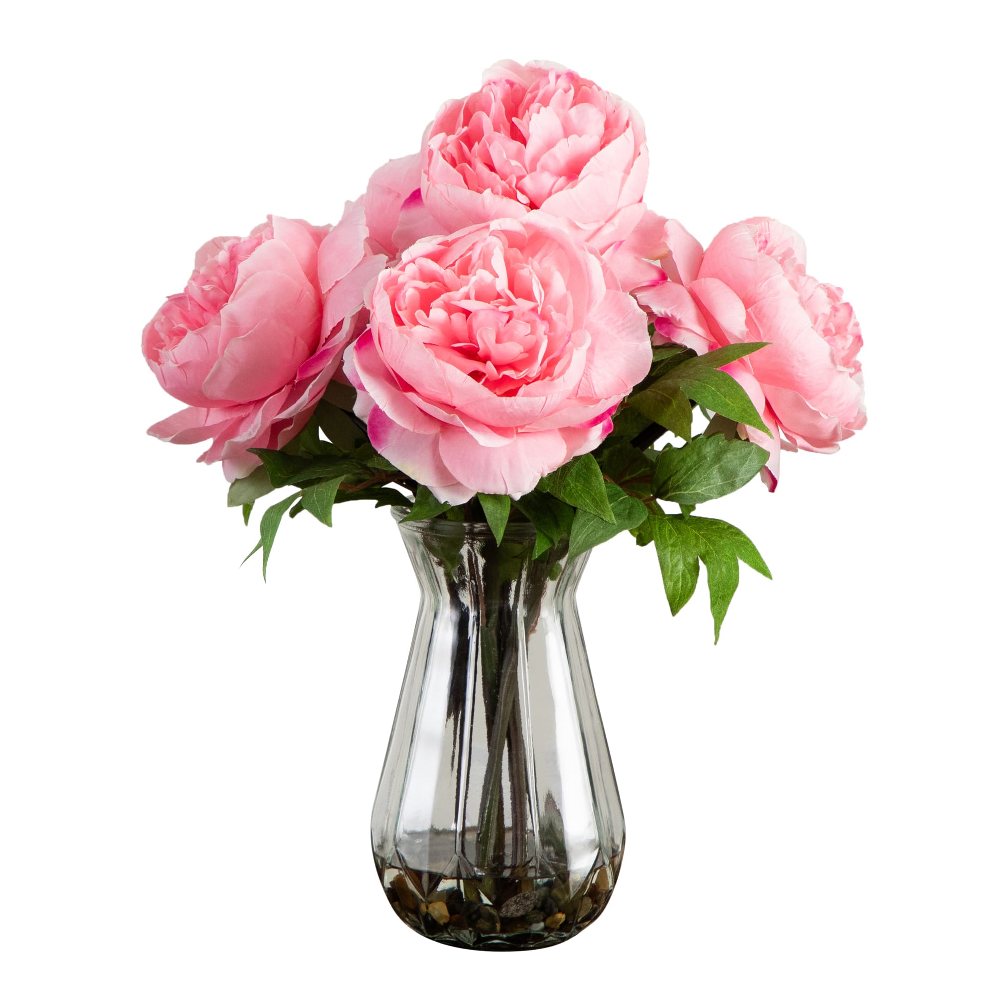 16&#x22; Light Pink Peony Arrangement in Glass Vase