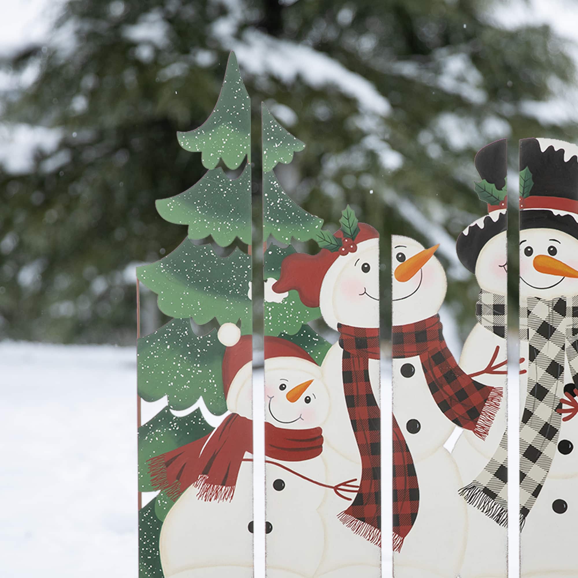 Glitzhome&#xAE; 41.5&#x27;&#x27; Metal Snowman Family Combo Yardstake