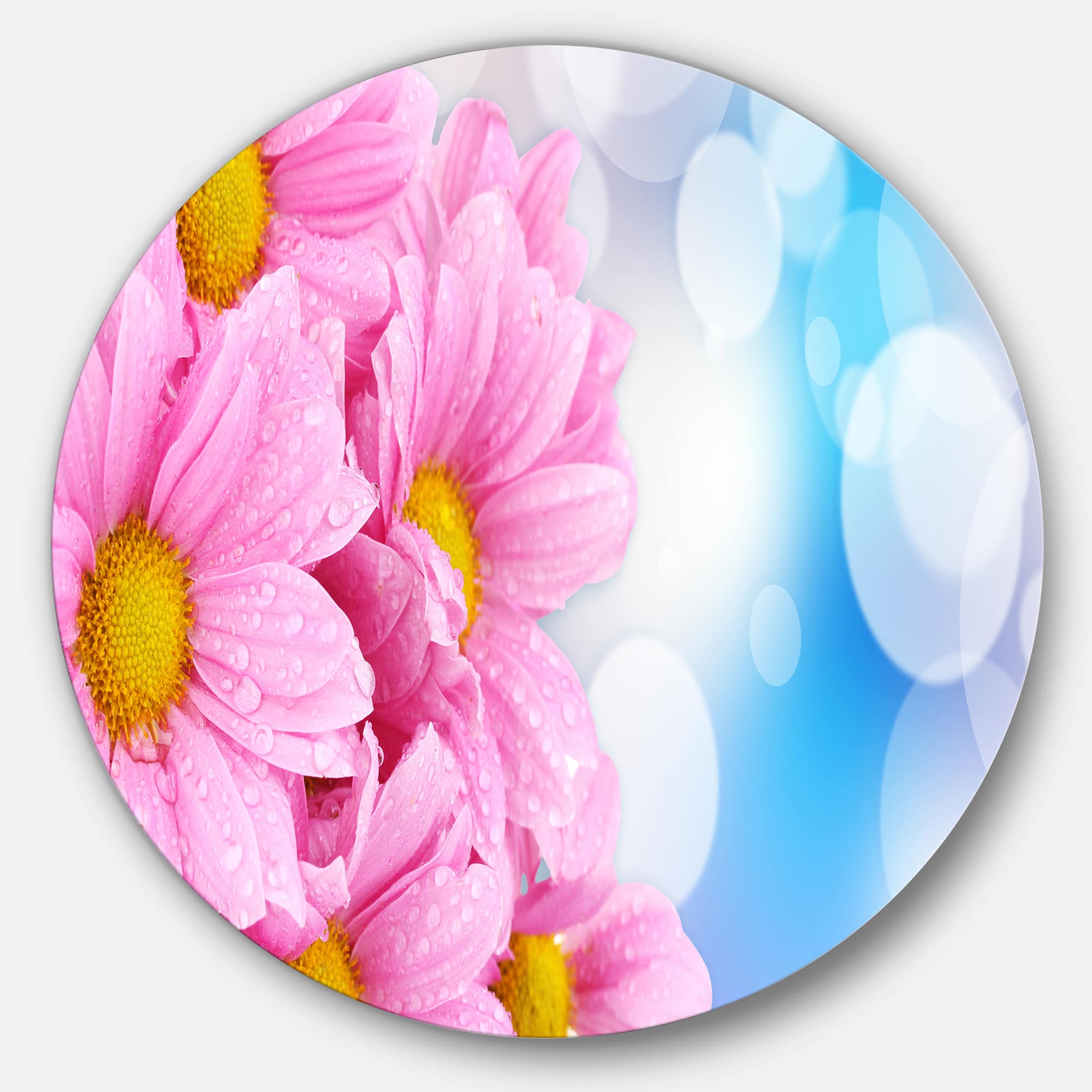 Designart - Beautiful Pink Flower Bouquet' Disc Large Floral Metal