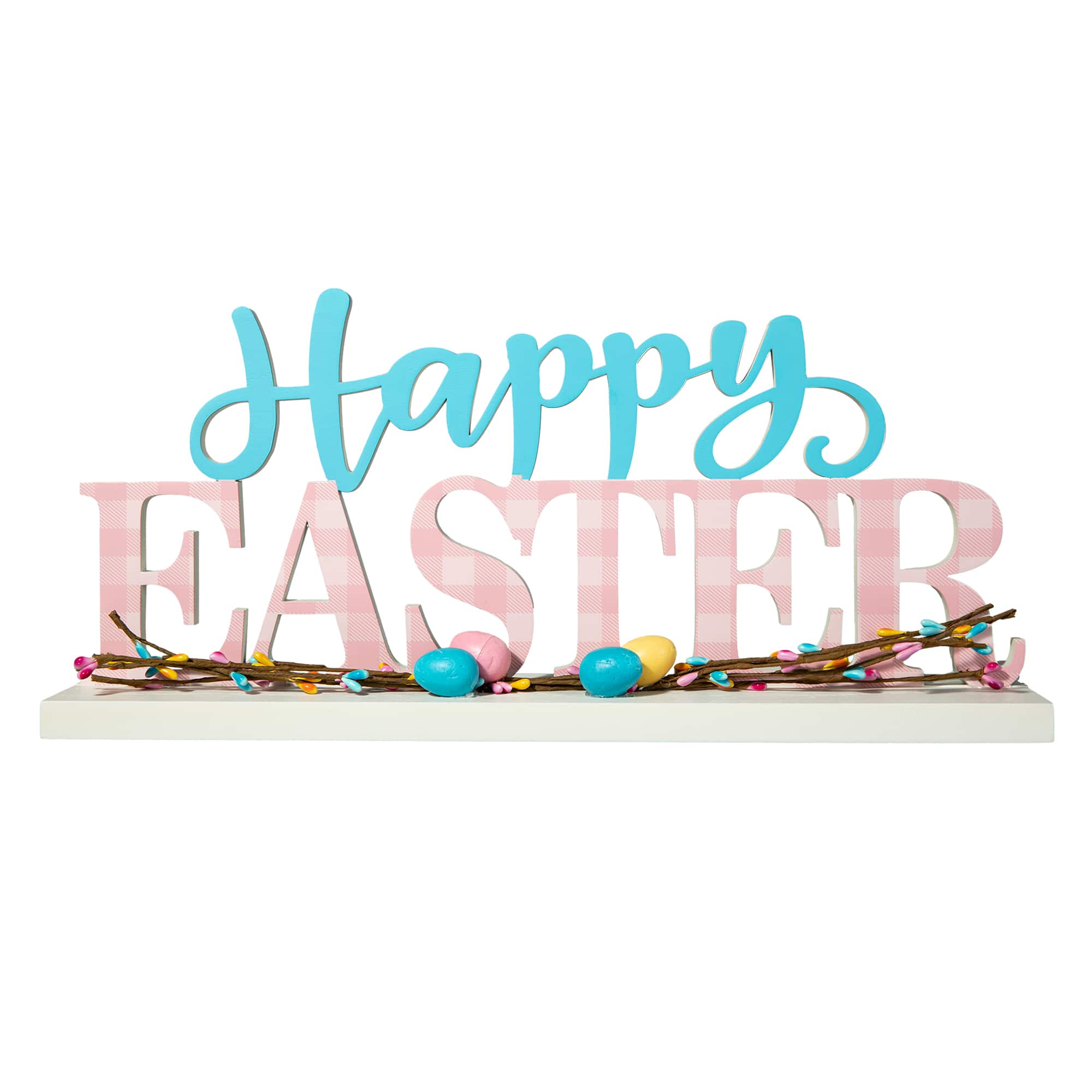 Glitzhome&#xAE; 15.75&#x22; Easter Wooden &#x22;Happy Easter&#x22; Table D&#xE9;cor