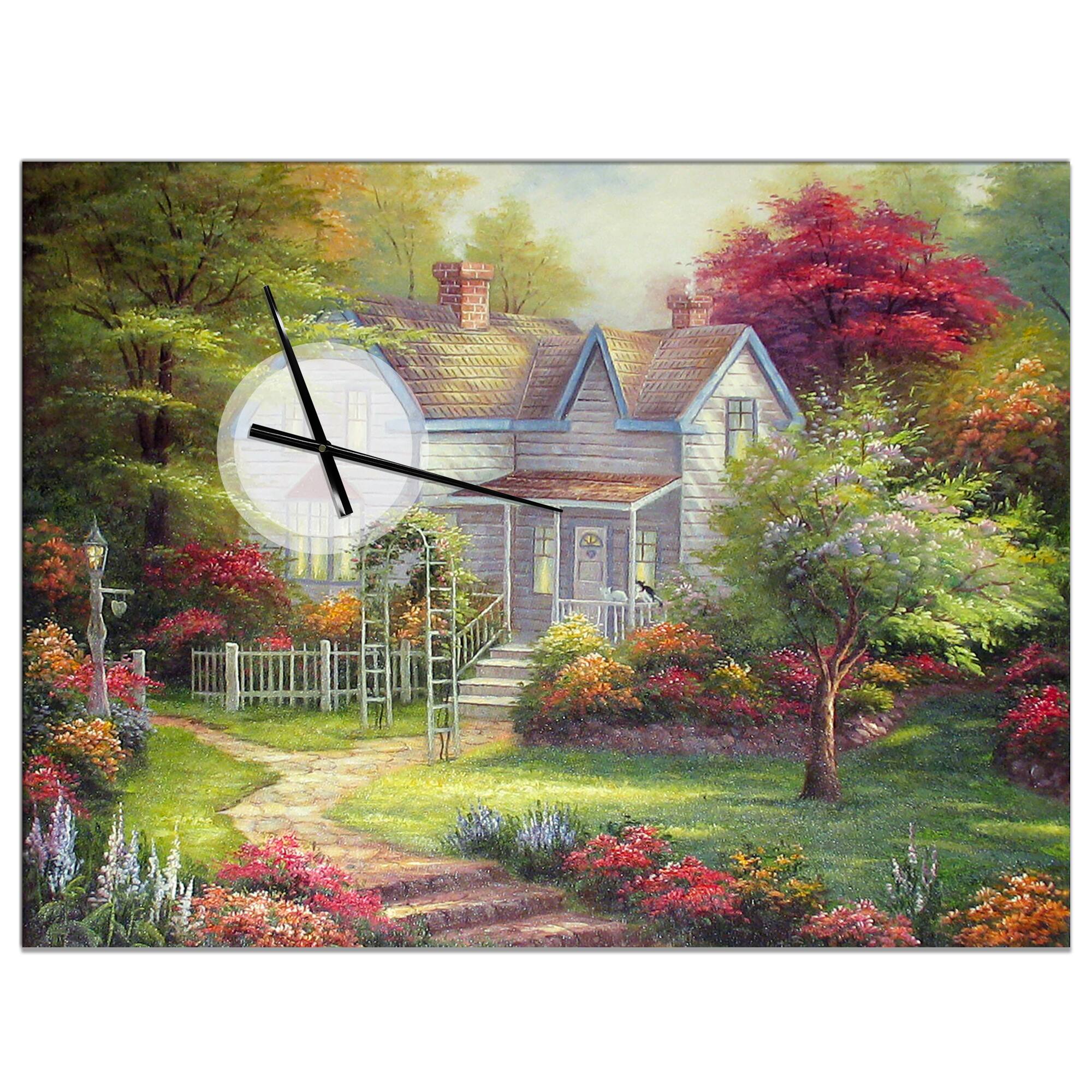 Designart The Home in Oil Painting Farmhouse Wall Clock