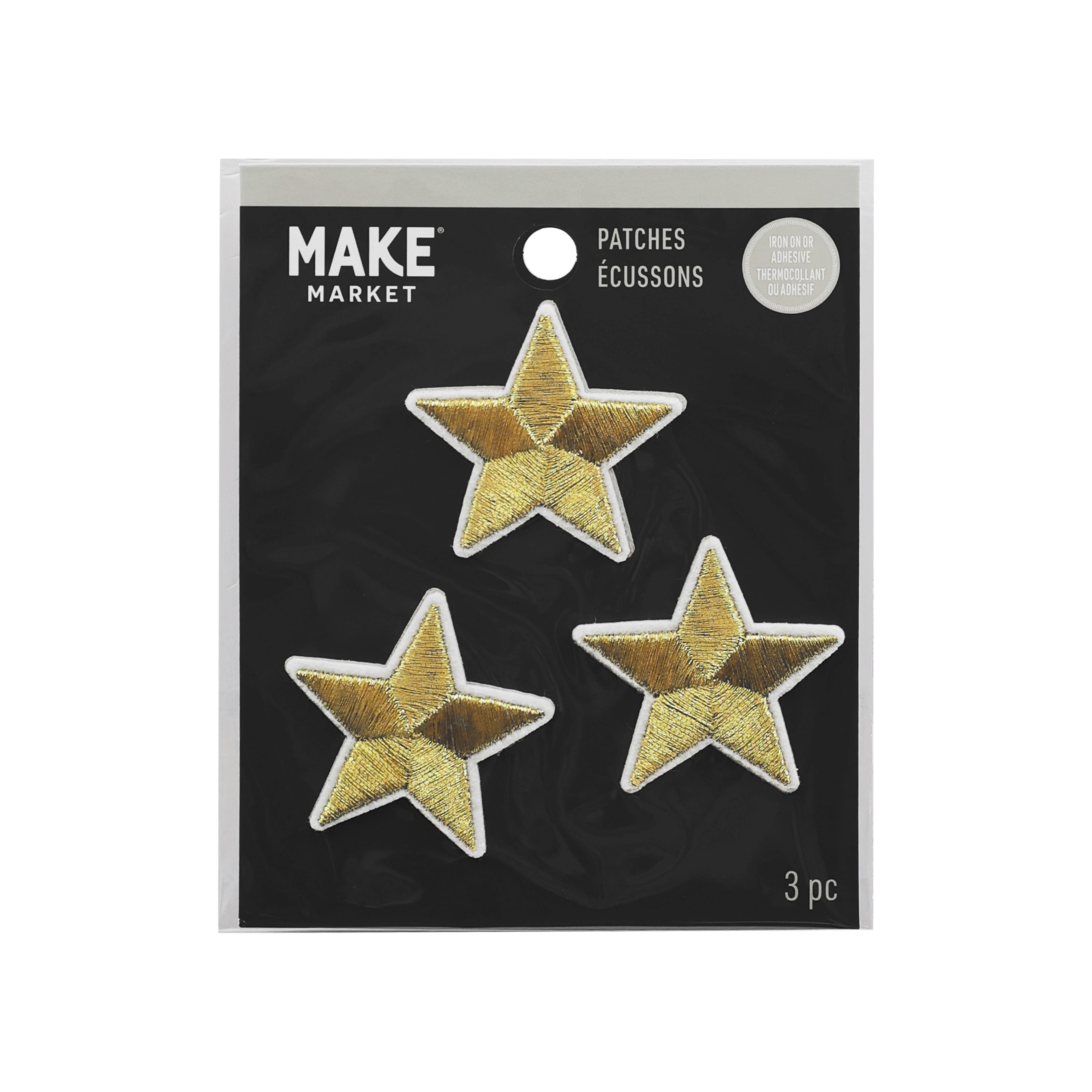 Gold Star Iron On Patches, 3ct. by Make Market&#xAE;