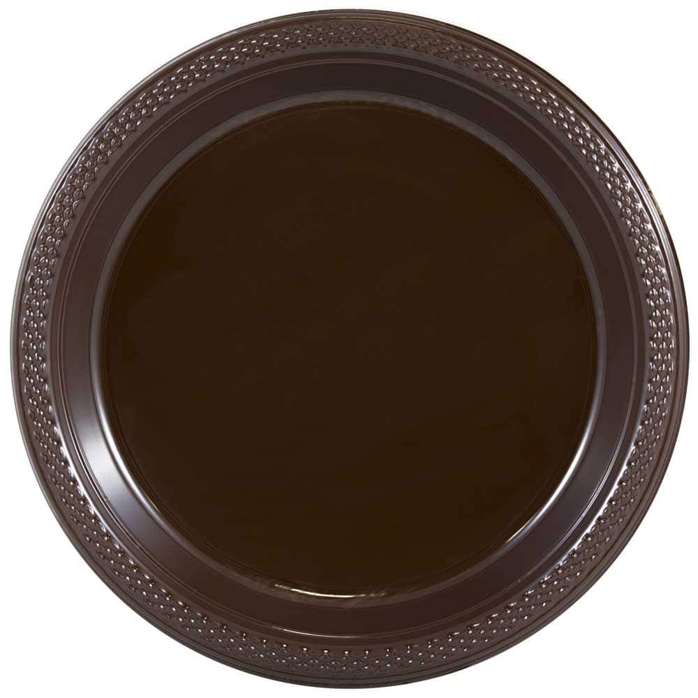 JAM Paper 7" Chocolate Brown Plastic Party Plates, 20ct.