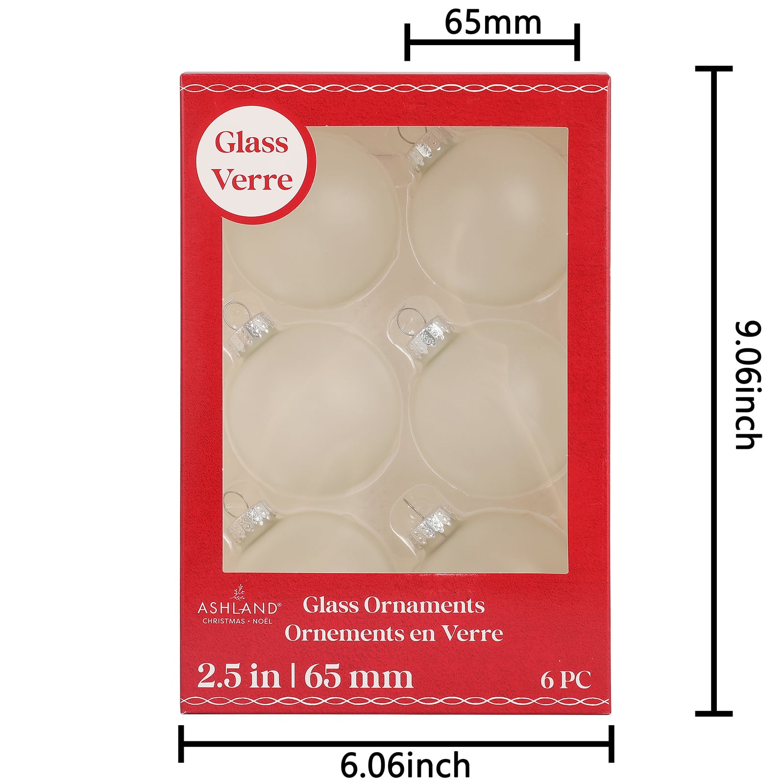 6 Pack 2.5&#x22; Frosted Glass Ball Ornaments by Ashland&#xAE;