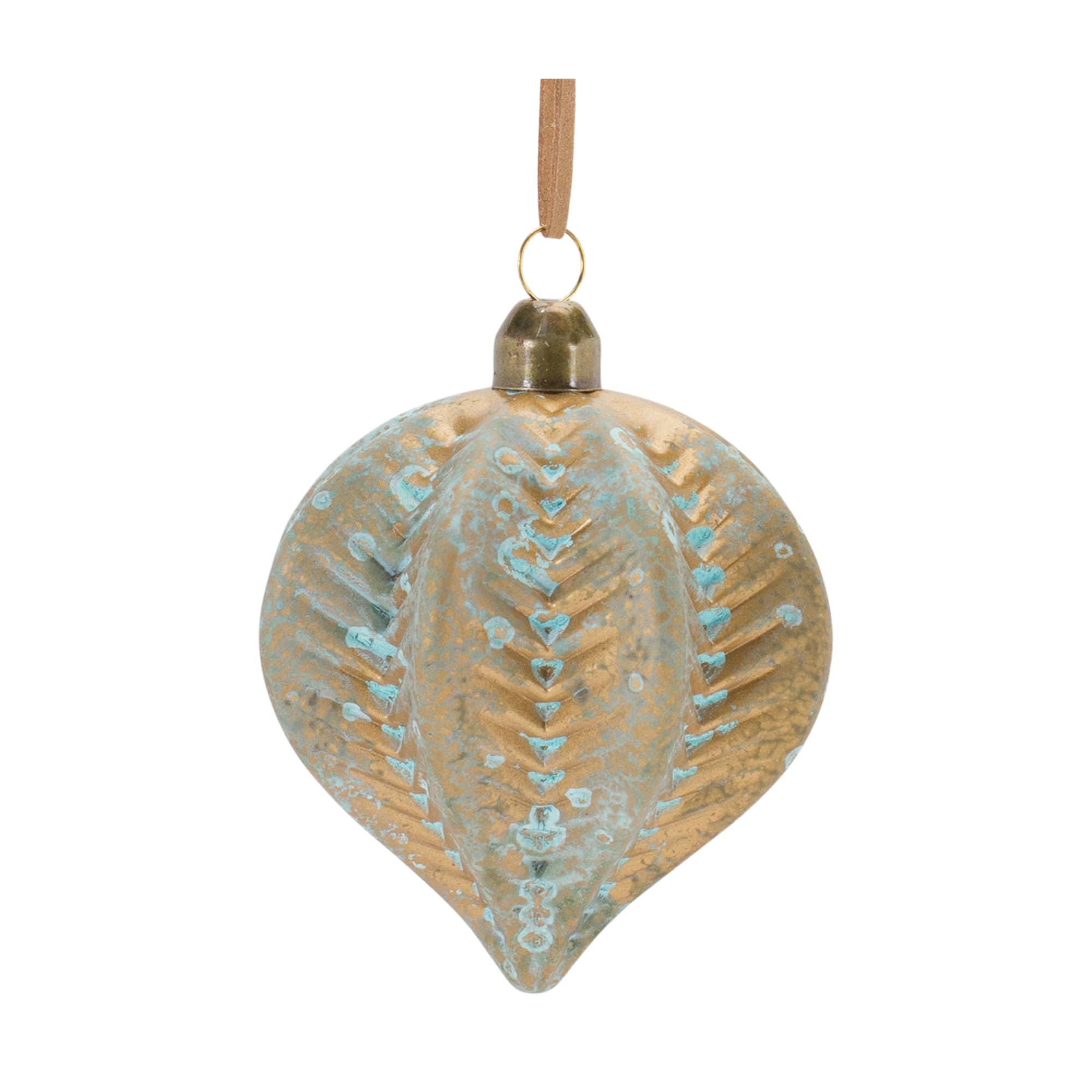 Blue &#x26; Brown Distressed Ribbed Glass Ornament Set