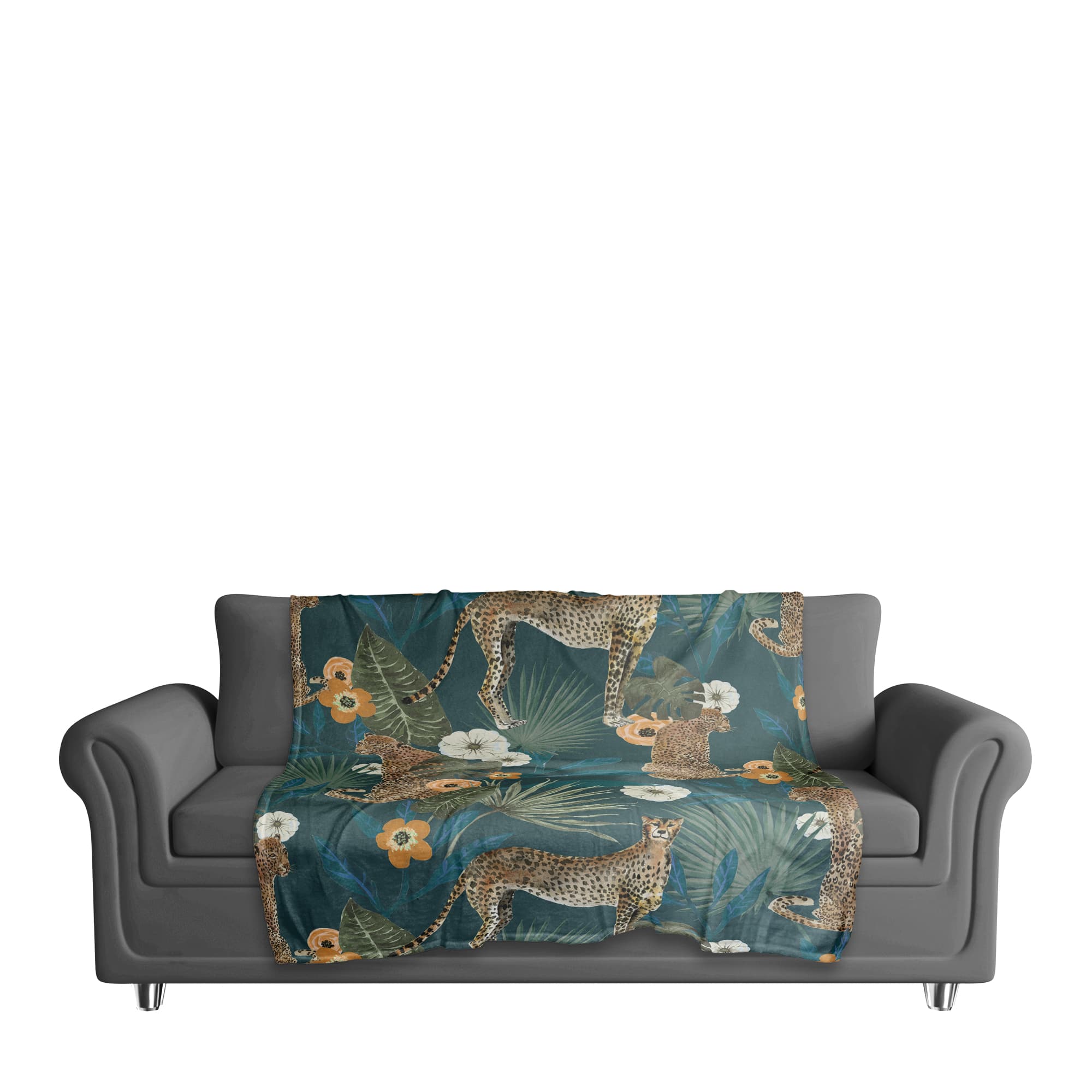 Tropical Cheetah Coral Fleece Blanket