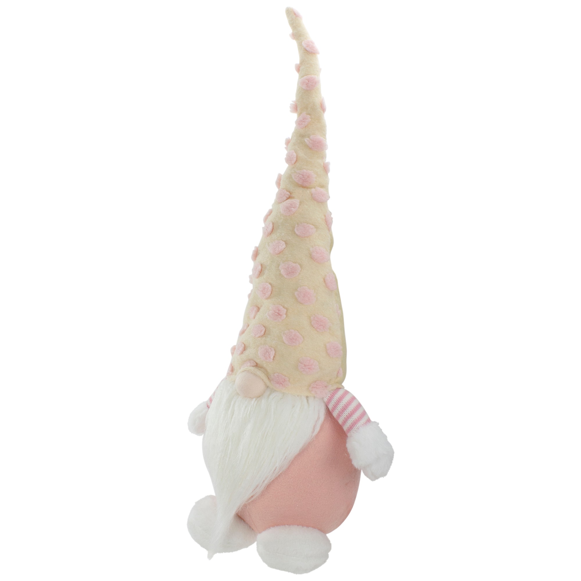 24&#x22; Pink &#x26; Yellow Plush Gnome with Polka Dot Hat Figure