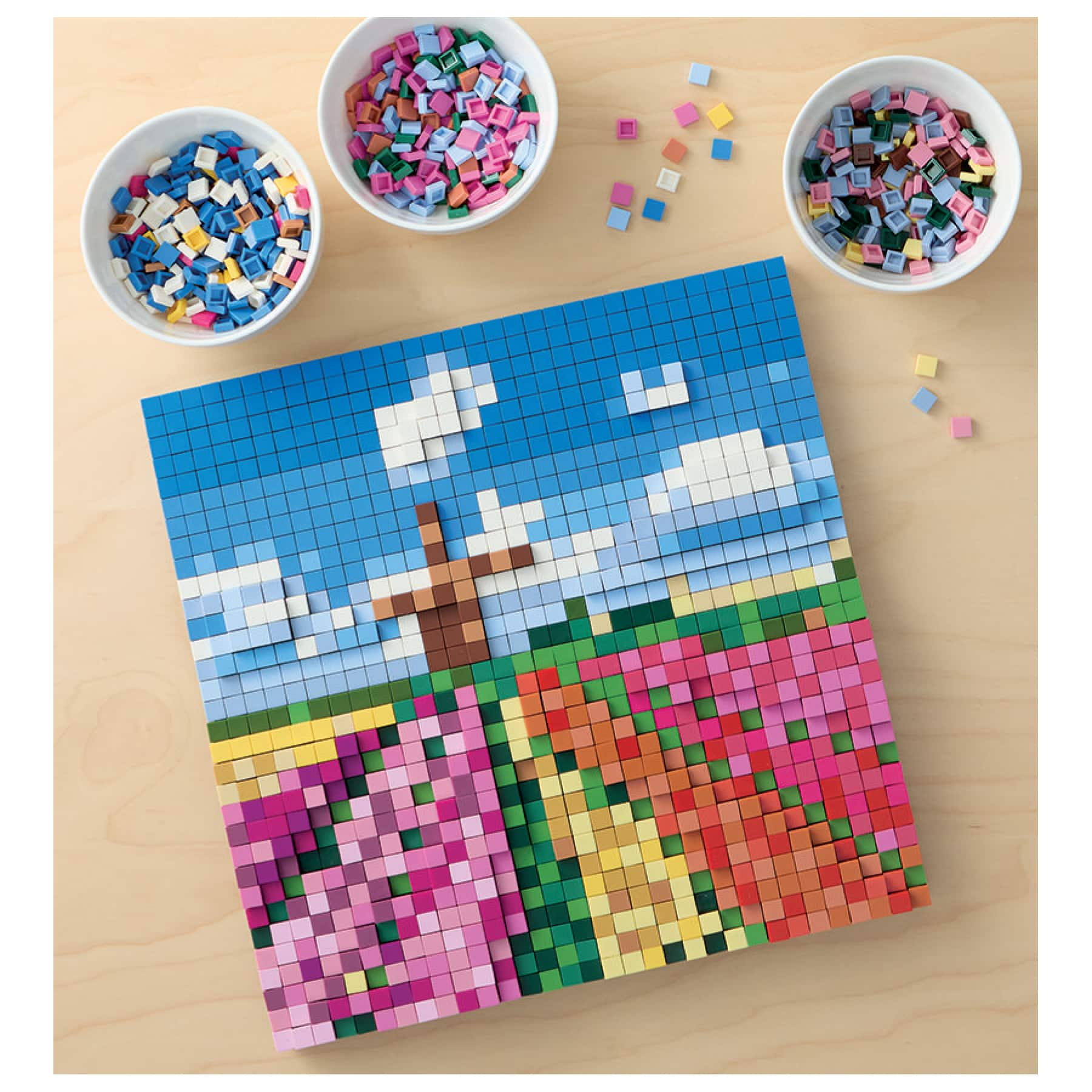 10&#x22; x 10&#x22; Flower Field Pixelated Brick Art Kit by Make Market&#xAE;