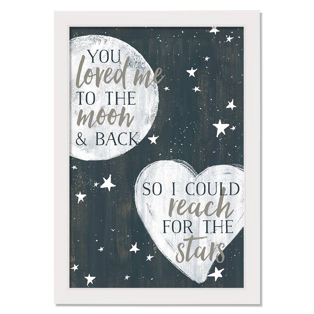 To the Moon and Back Mom White Framed Canvas