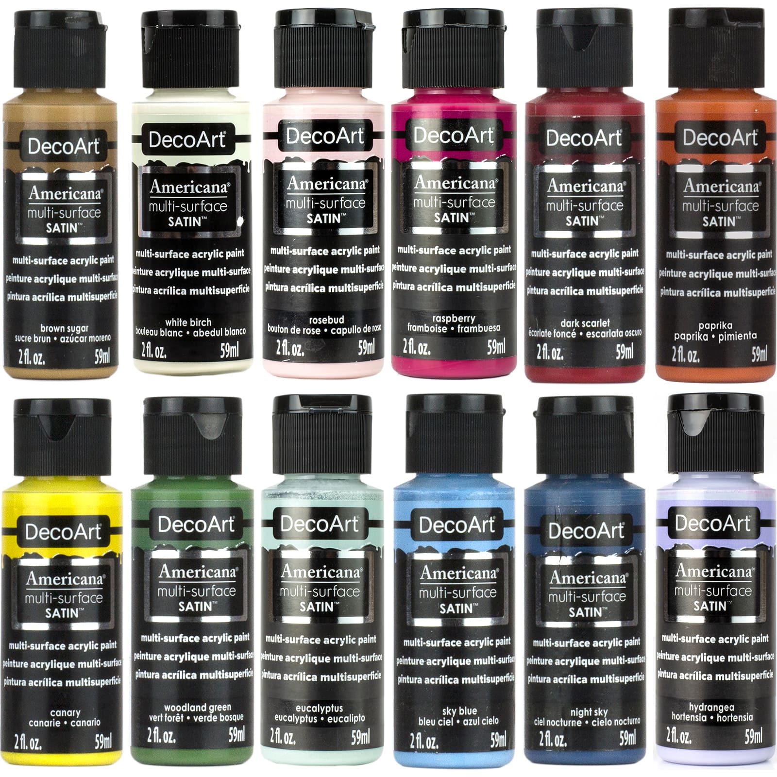 DecoArt® Americana® Multi-Surface Satin™ 12 Color Cottage Core Acrylic Paint Set