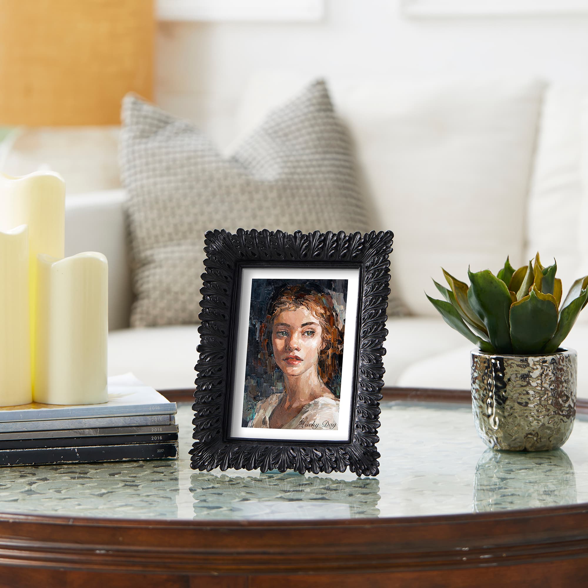 Glitzhome® 5" x 7" Black Scoop abletop Picture Frame