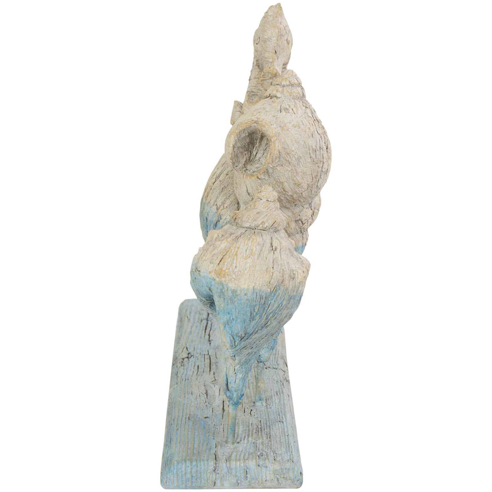 13.75" Light Blue Polystone Ombre Shell & Seahorse Textured Sculpture