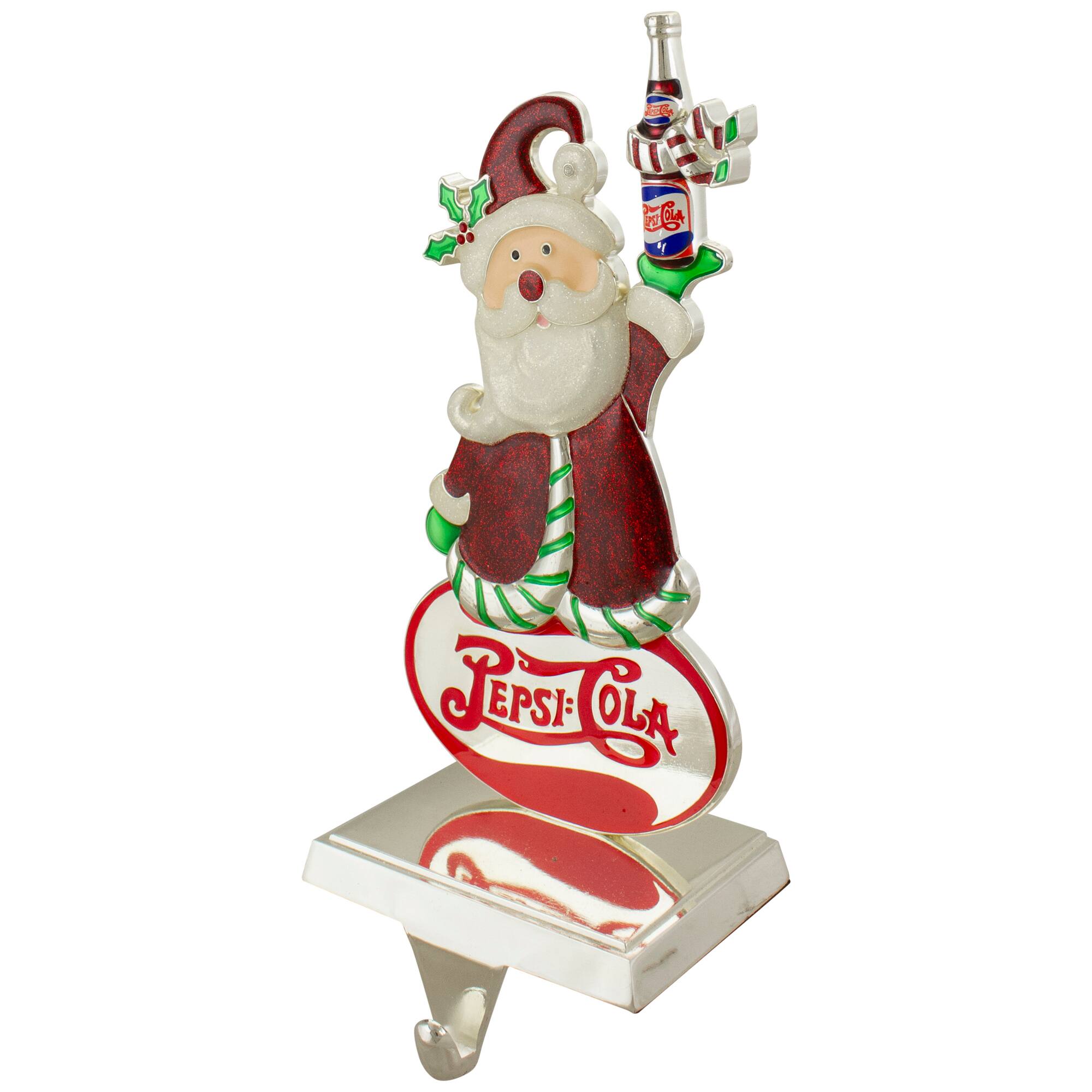 9.75" Silver Pepsi-Cola Santa Claus Christmas Stocking Holder