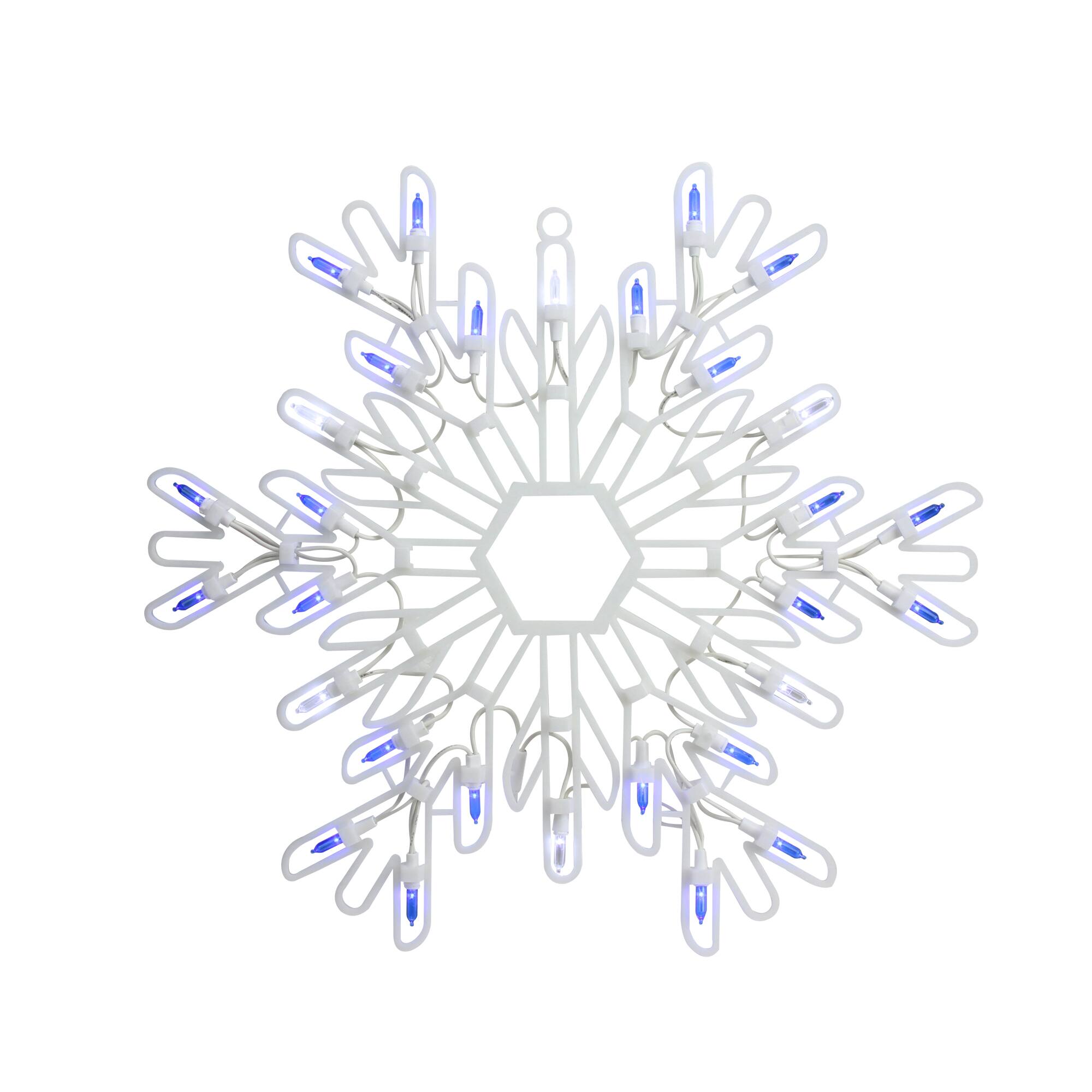 15" LED Pure White & Blue Snowflake Christmas Window Silhouette Décor