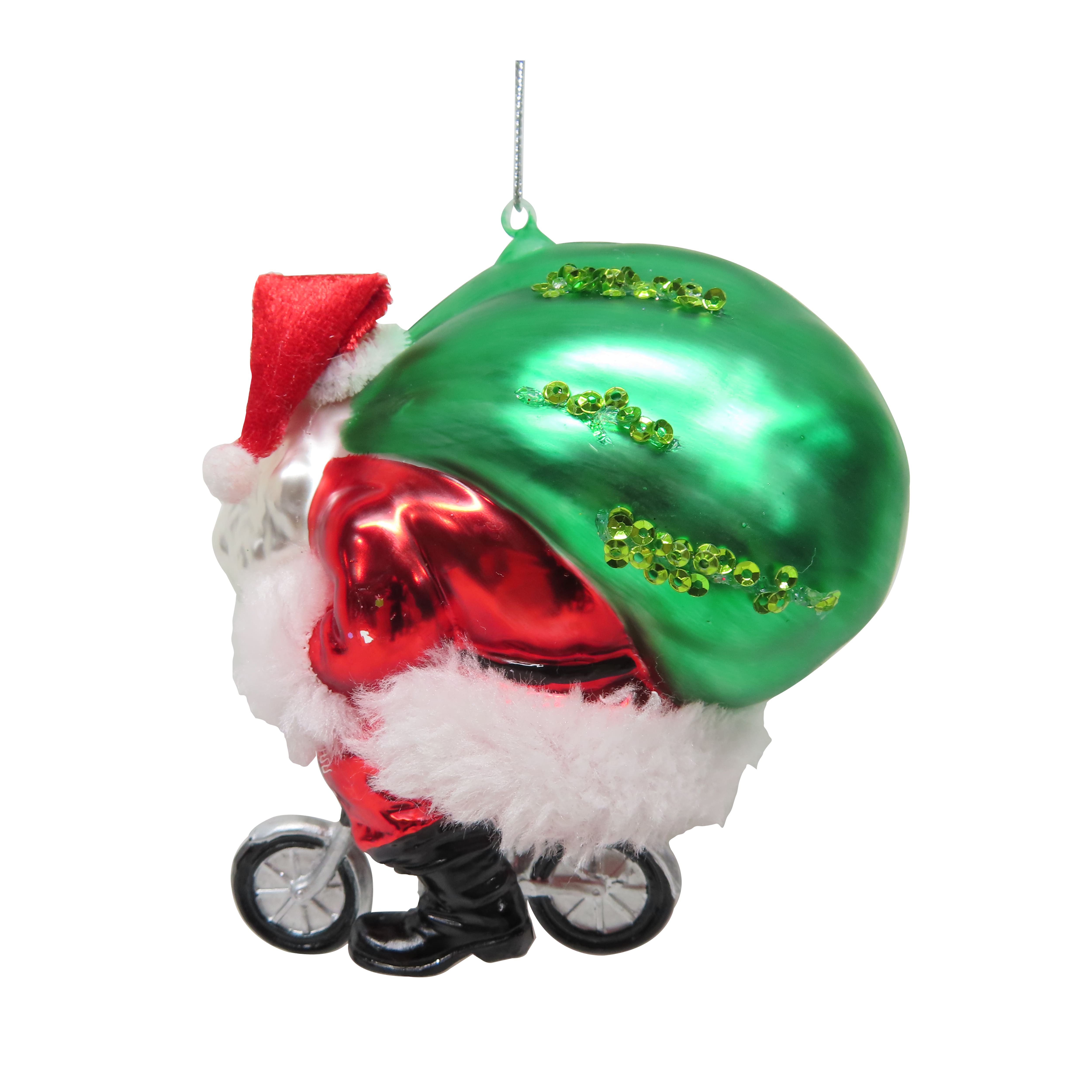 4.5" Santa on Bike Glass Ornament by Ashland®