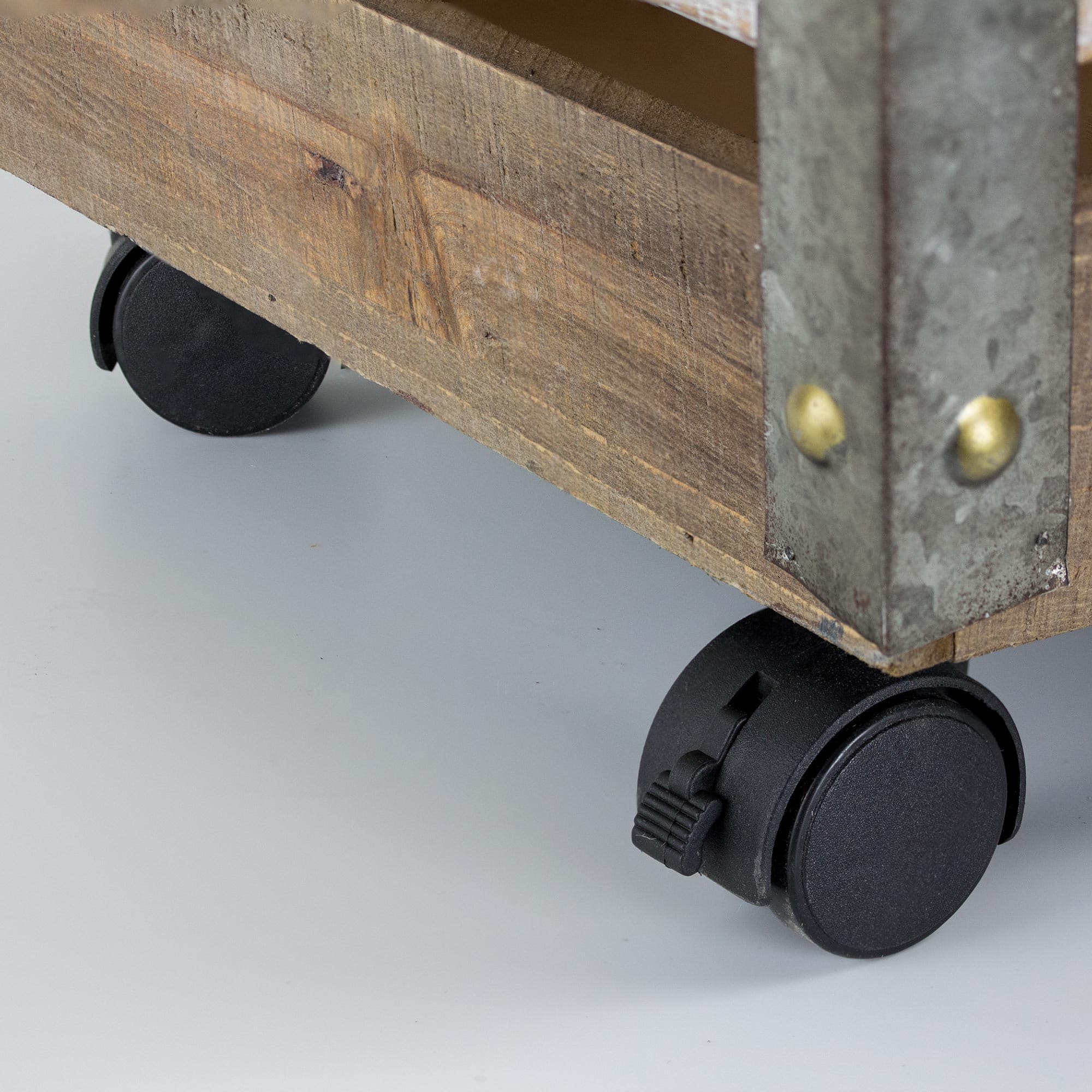 17" Wood & Metal Storage Crate with Wheels