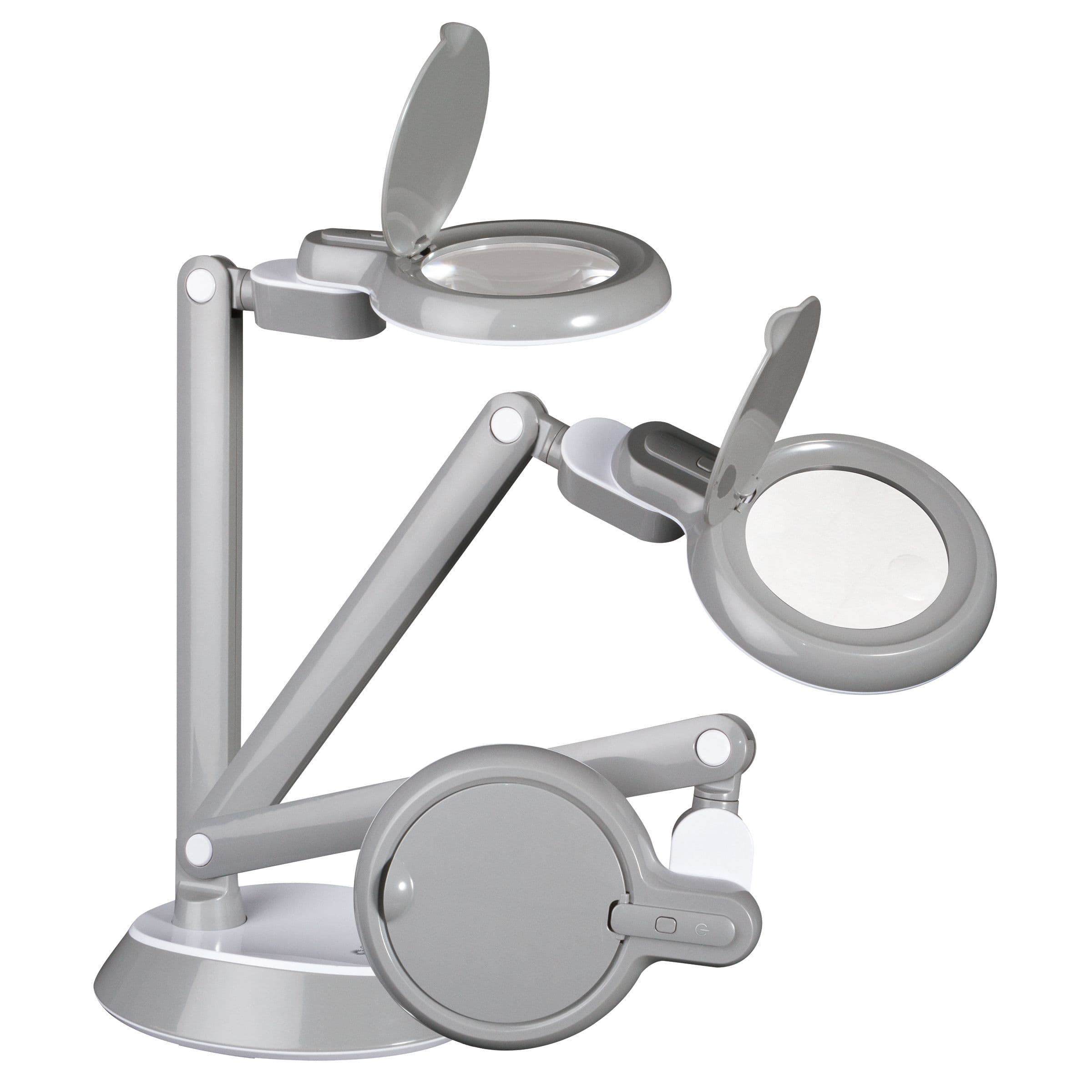 OttLite 14" Gray Space-Saving LED Magnifier Desk Lamp
