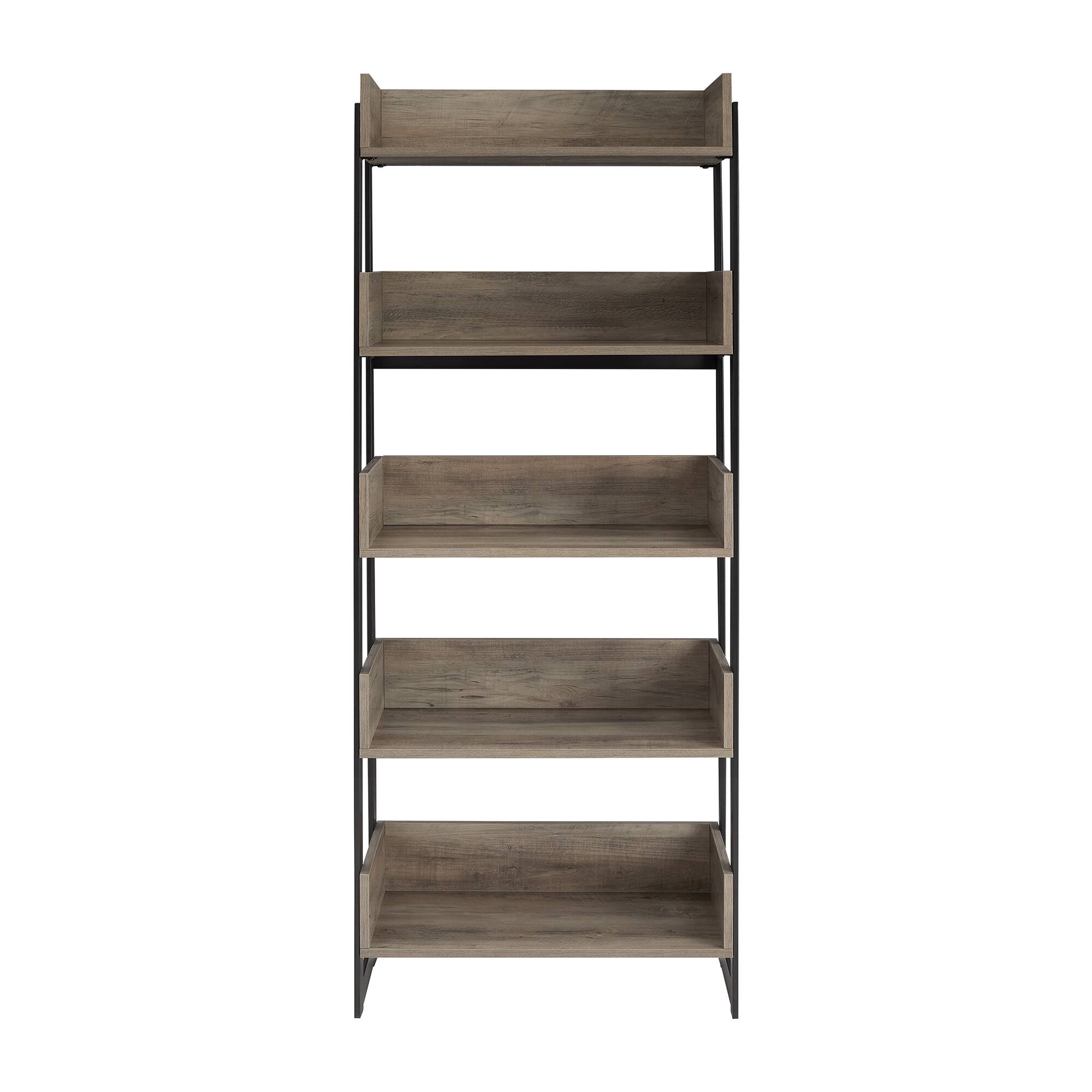 Walker Edison 64&#x22; Graywash 5-Shelf Bookshelf