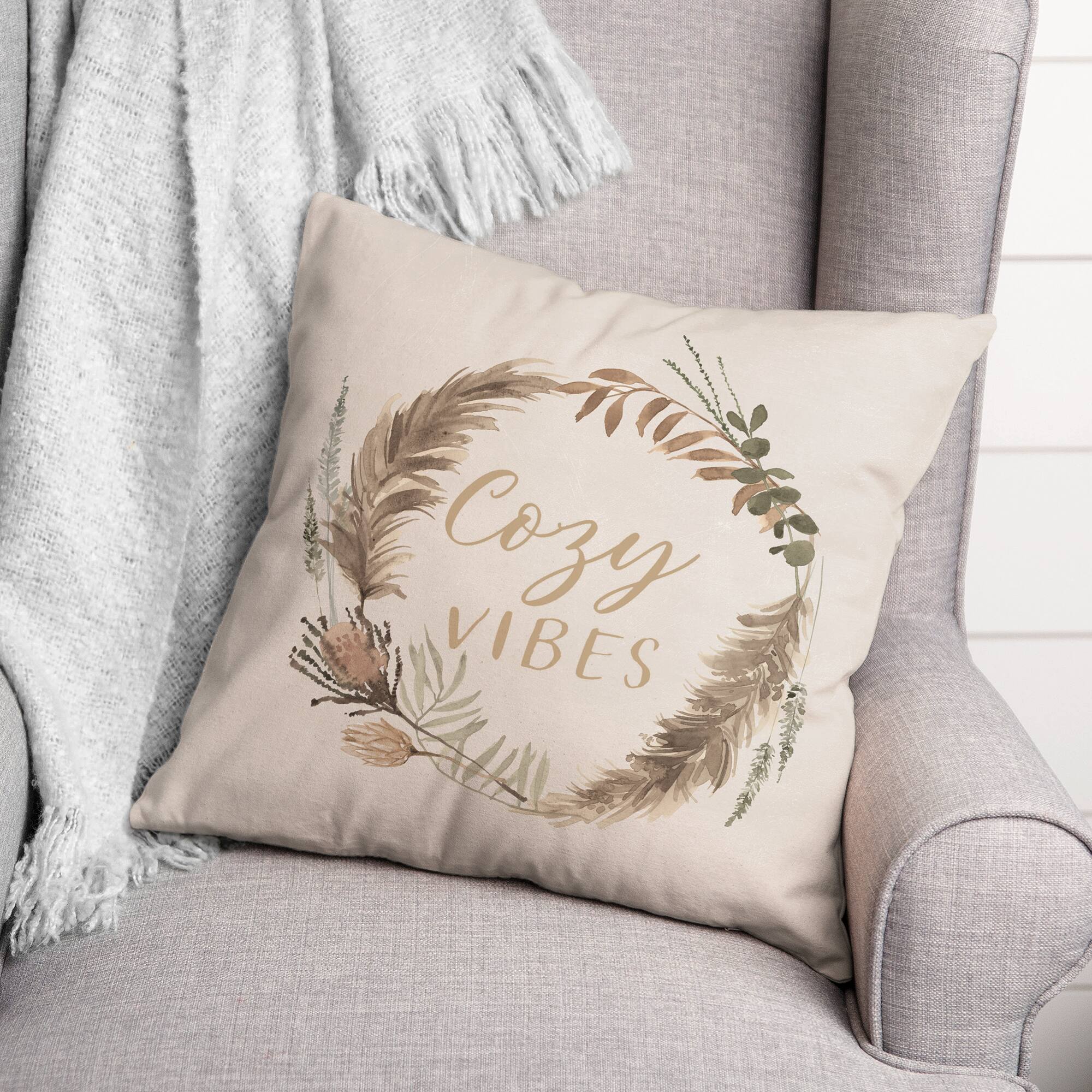 Cozy Vibes Wreath Indoor/Outdoor Pillow