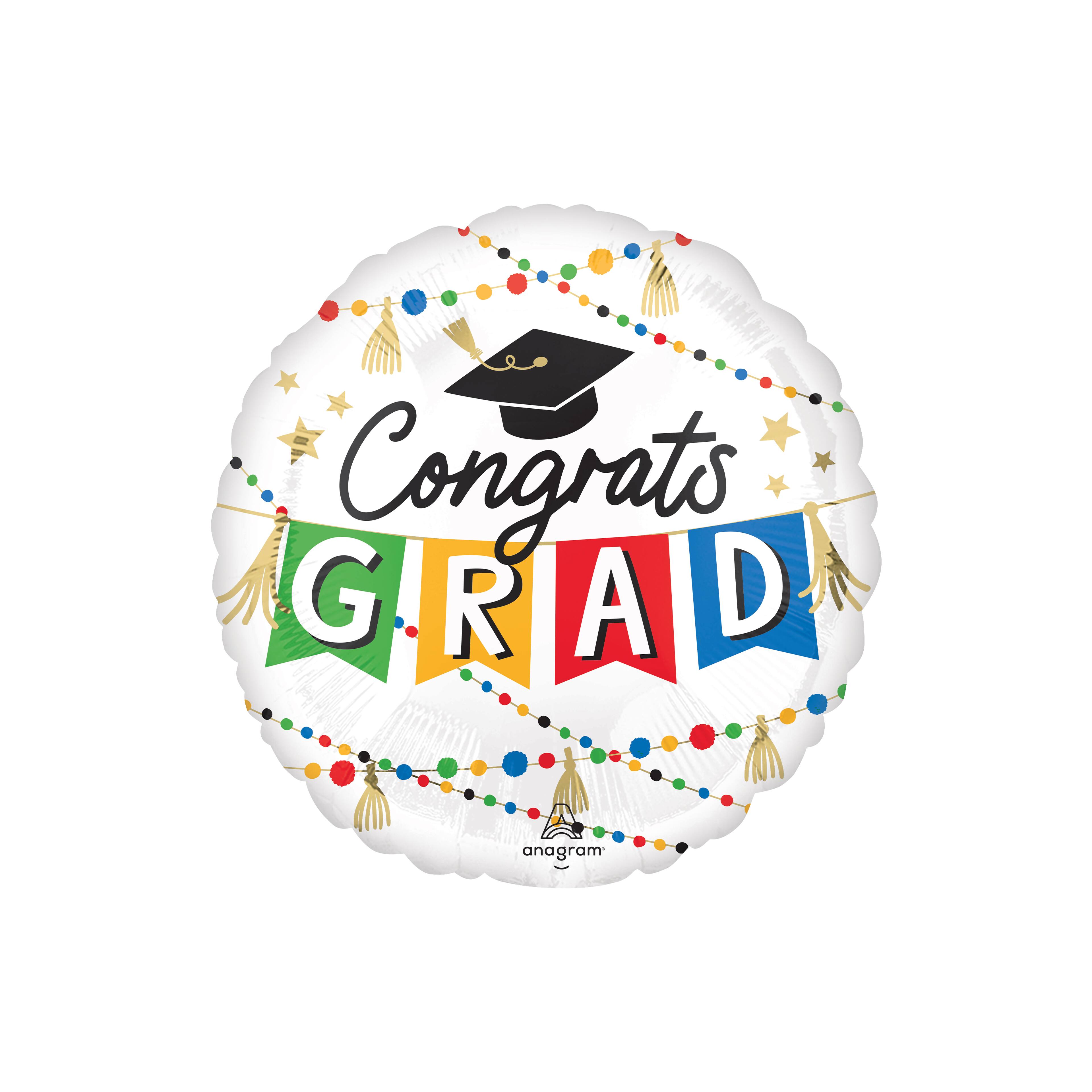 17" Congrats Grad Party Round HX® Foil Balloon