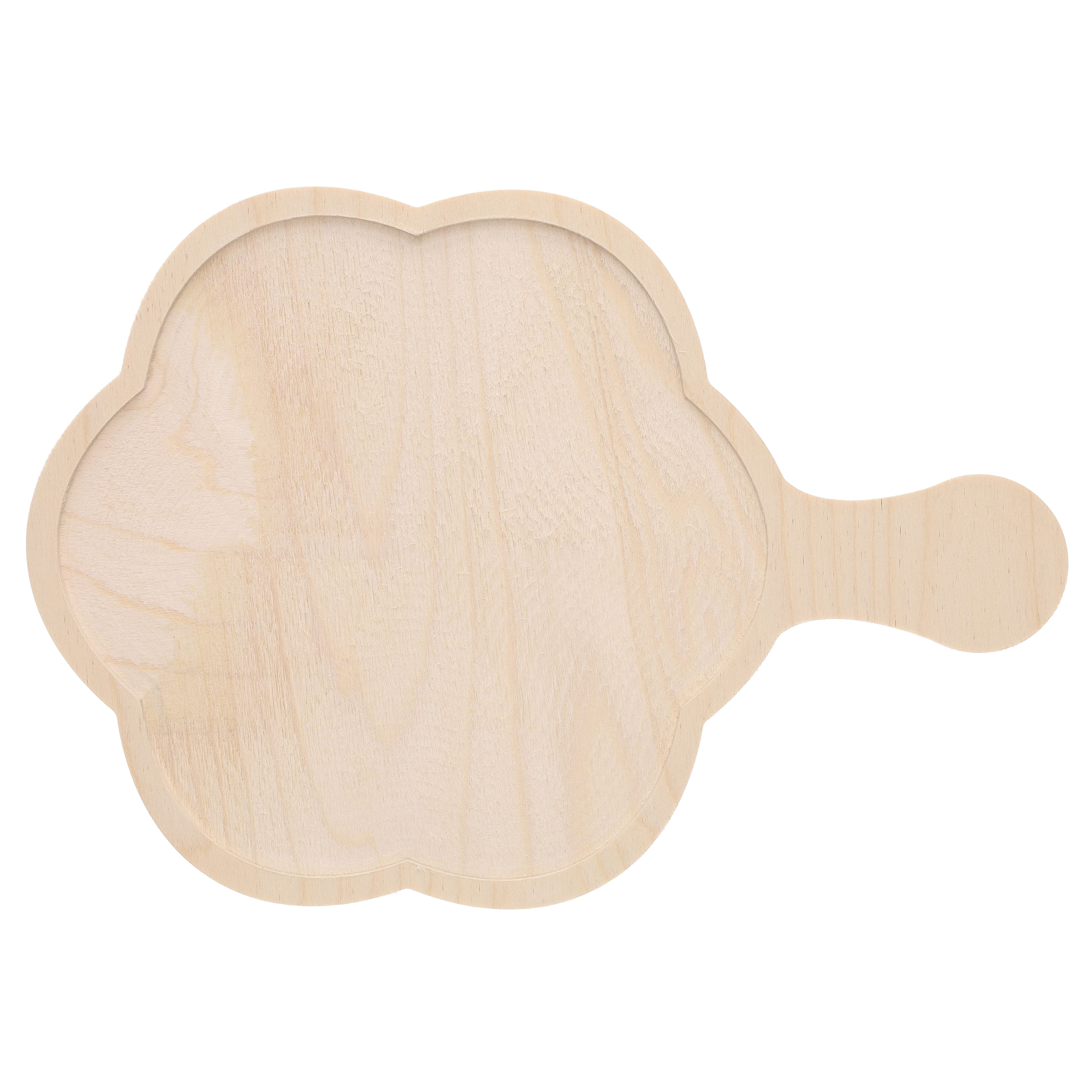 Leisure Arts® 13" Round Scallops with Handle Welled Wood Surface