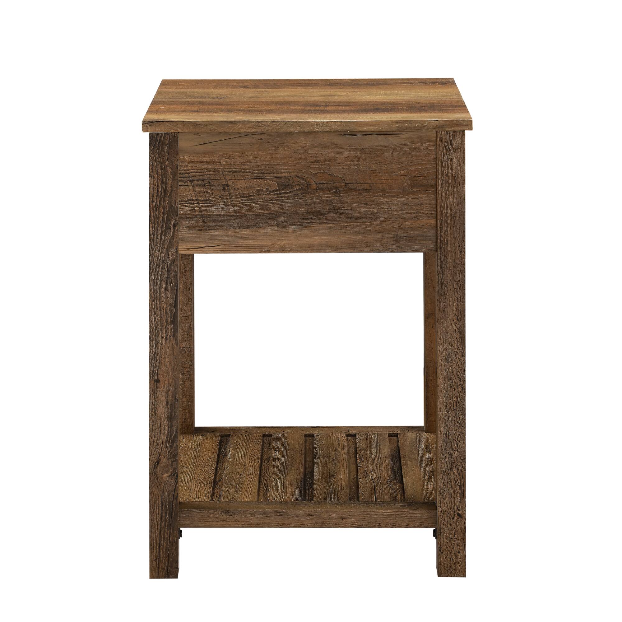 Walker Edison 18" Reclaimed Barnwood Country Drawer Side Table