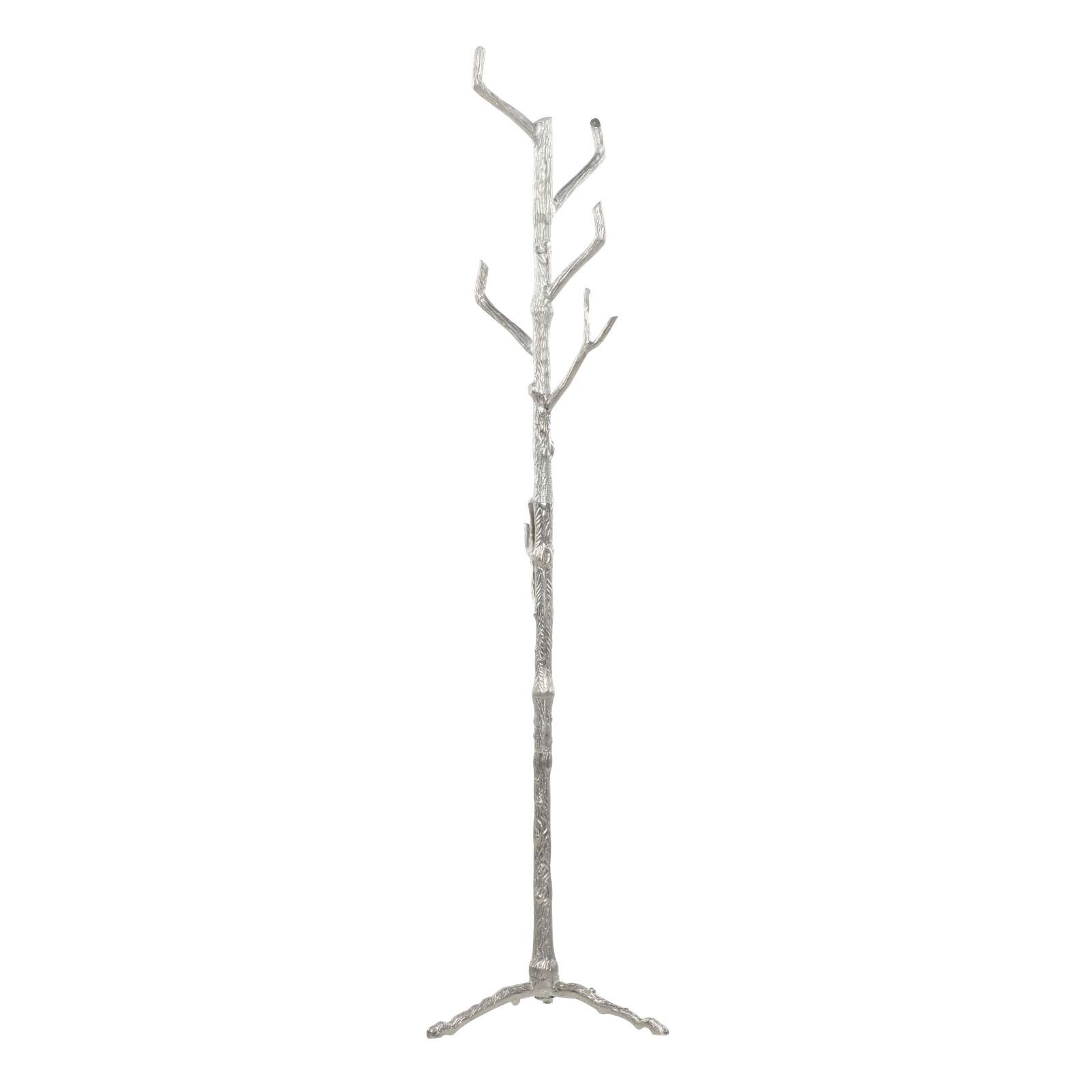 Silver Aluminum Eclectic Coat Rack, 71" x 17" x 17"