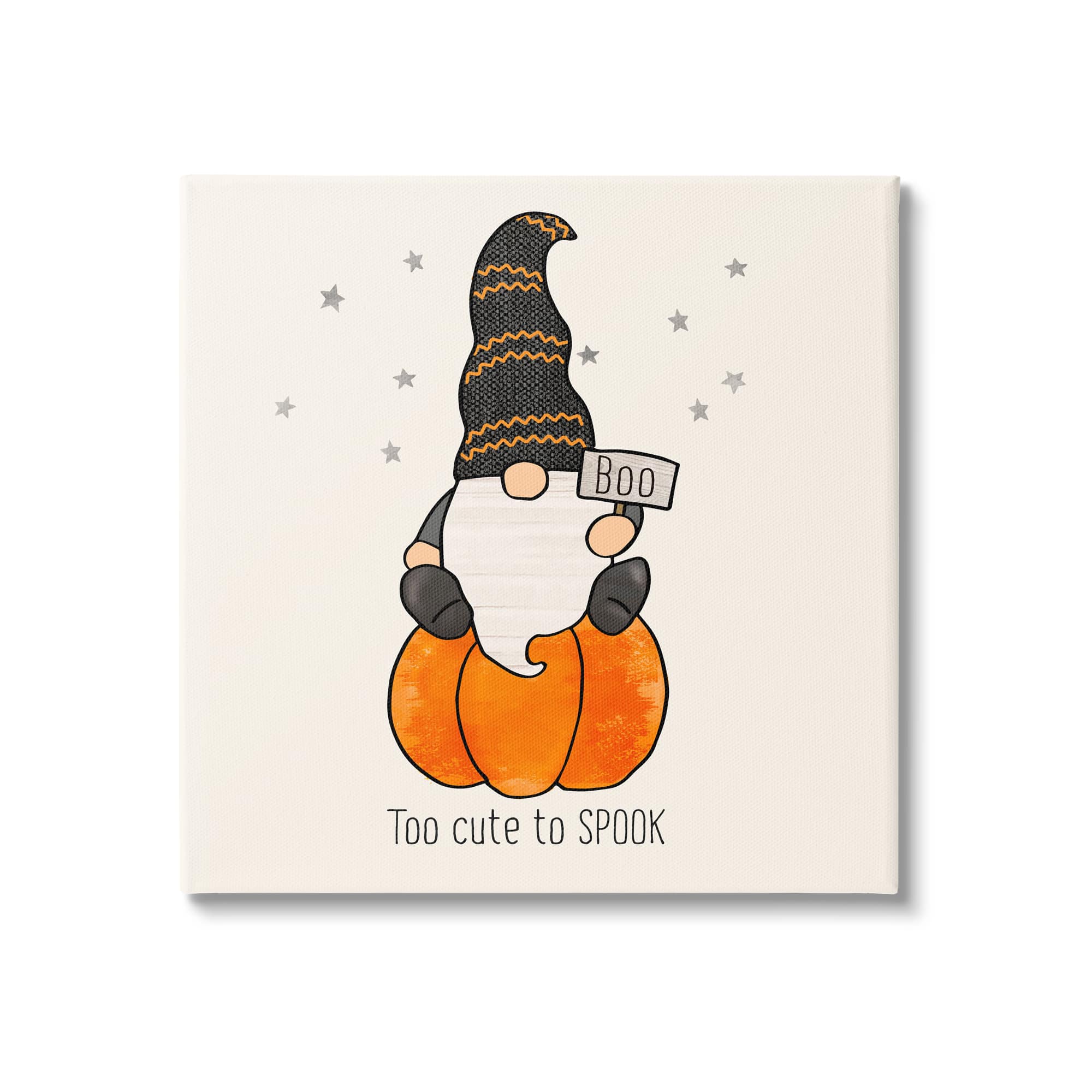 Stupell Industries Too Cute To Spook Gnome Phrase Canvas Wall Art