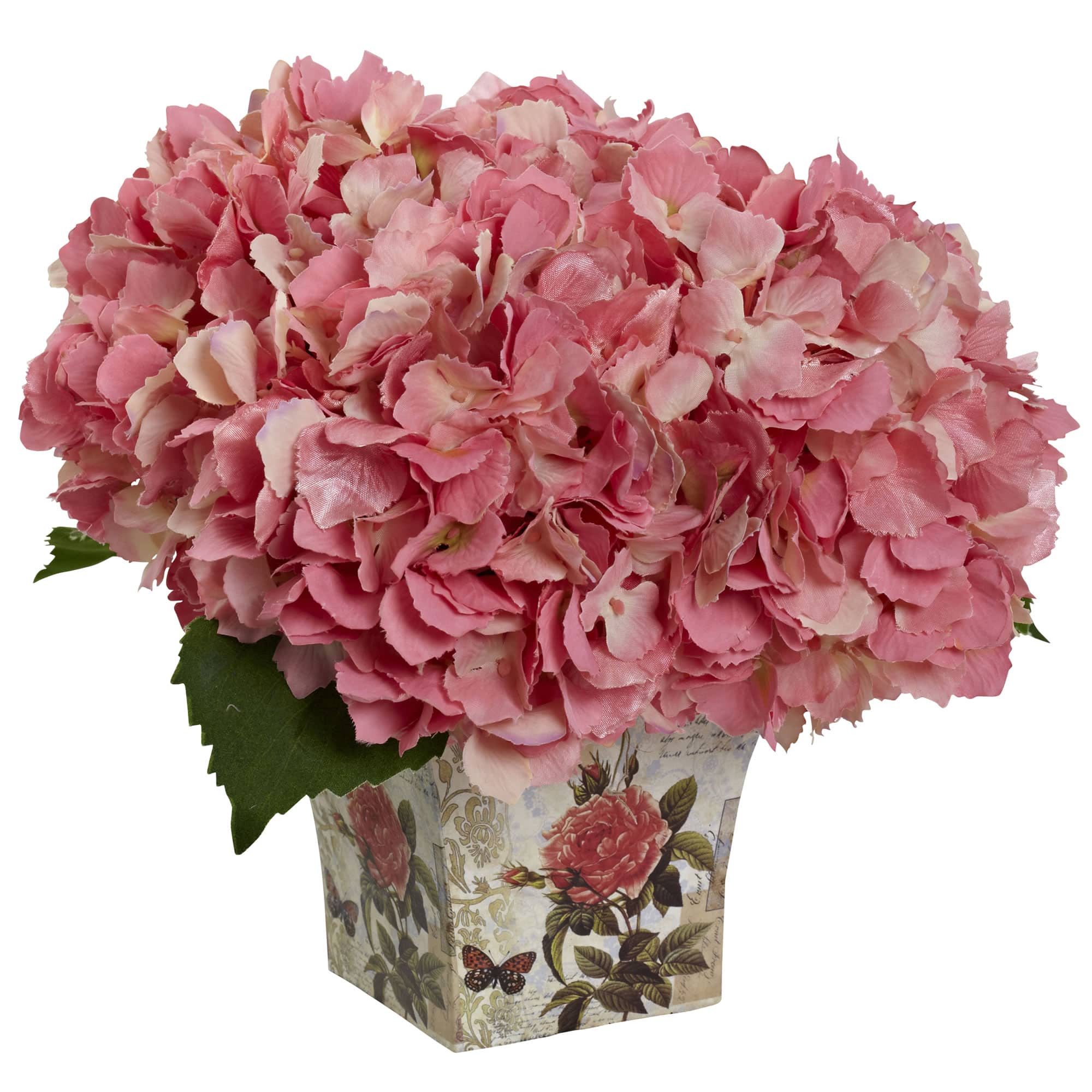 9'' Pink Hydrangea Arrangement in Floral Planter